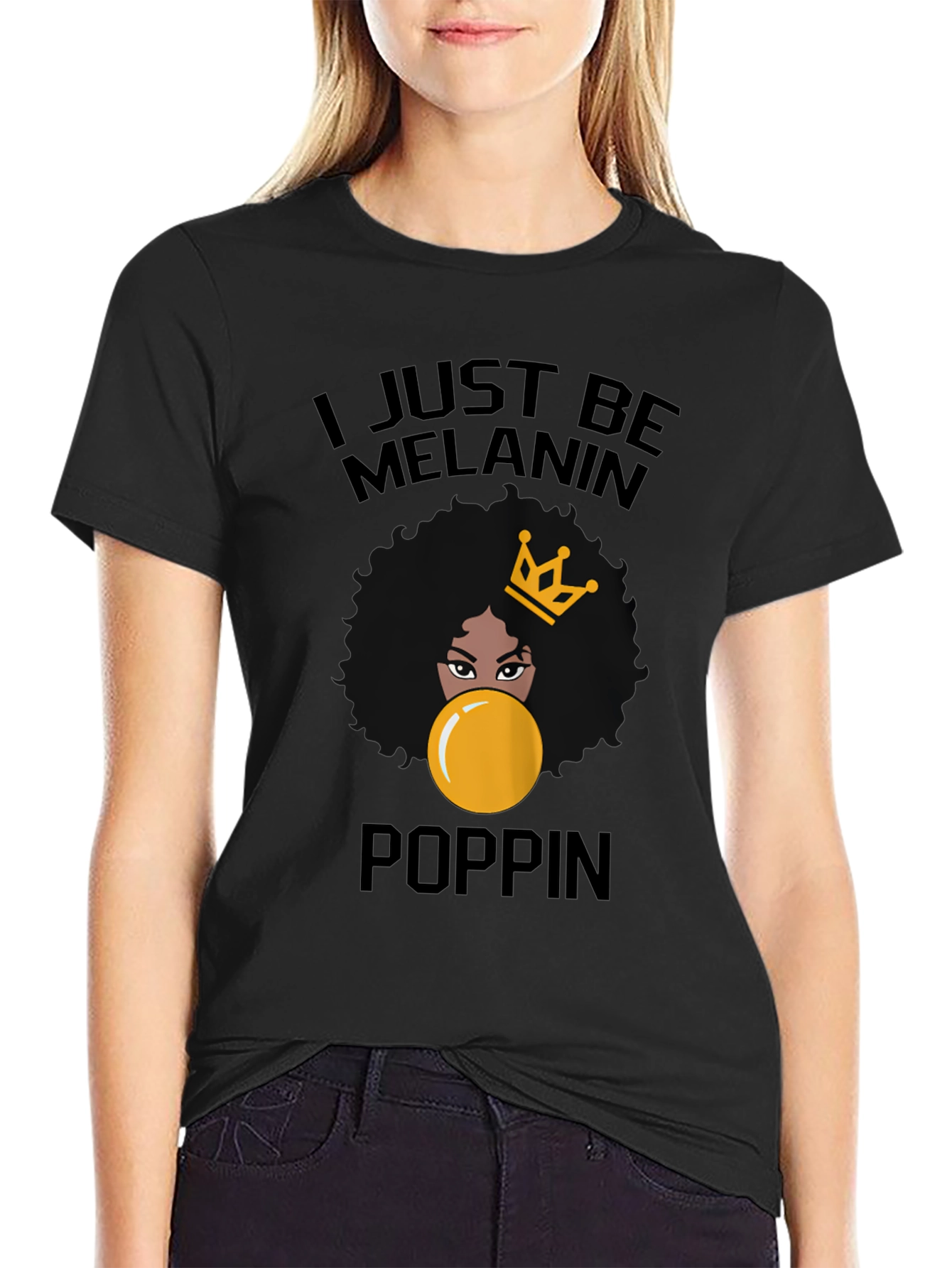 Melanin Poppin Graphic Tee - Stylish Black T-Shirt