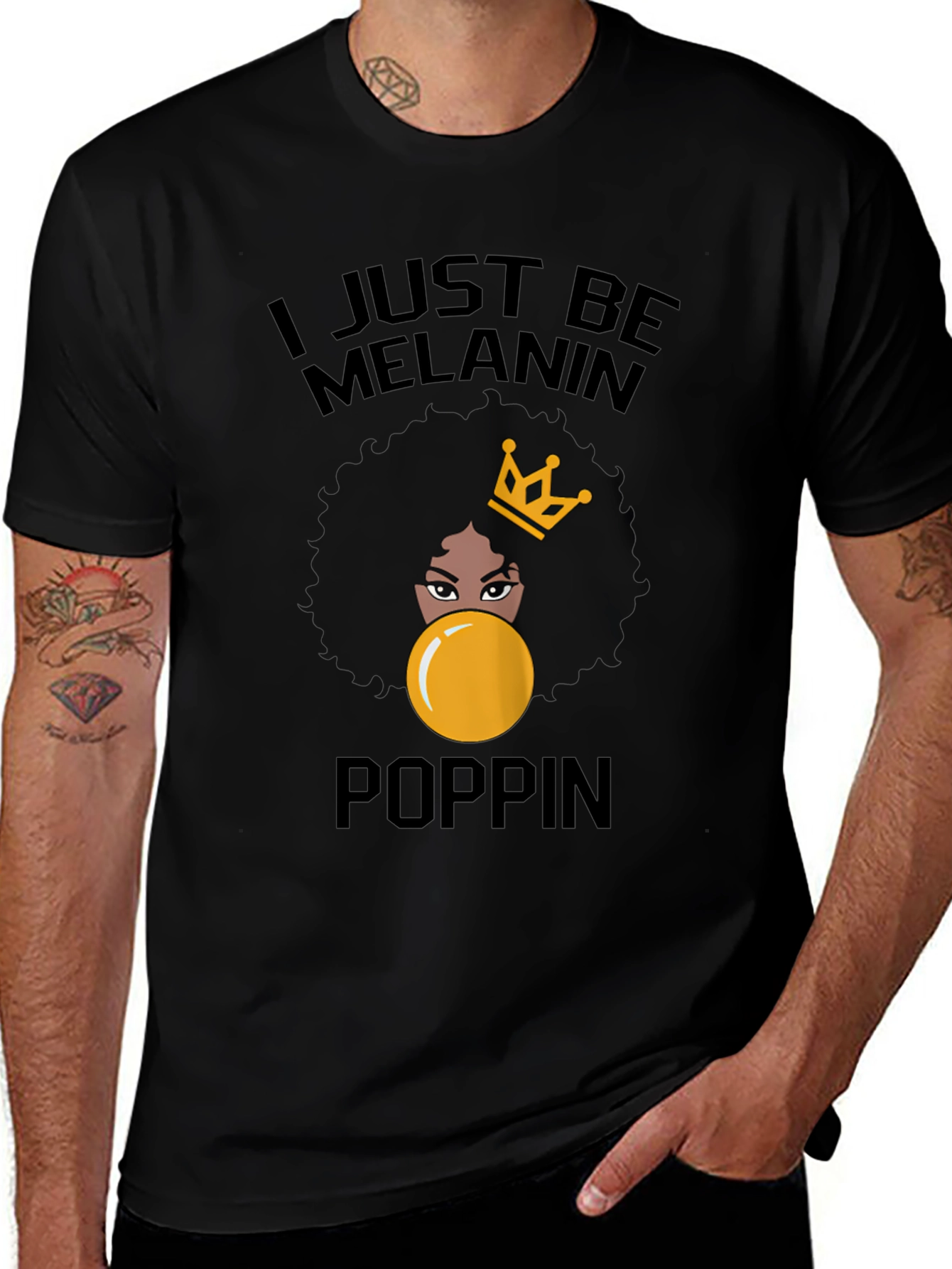 Melanin Poppin Graphic Tee - Stylish Black T-Shirt