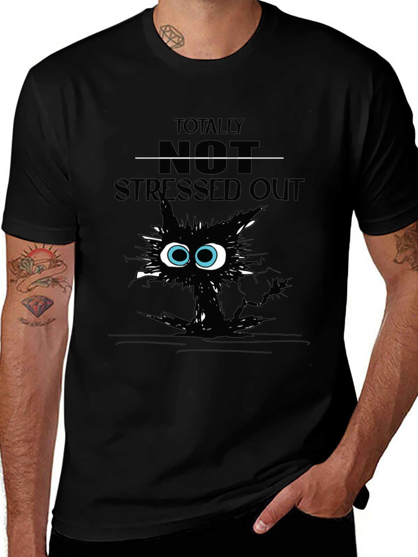 Totally Not Stressed Out Cat Graphic T-Shirt
