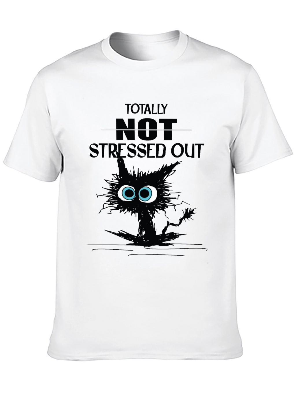 Totally Not Stressed Out Cat Graphic T-Shirt