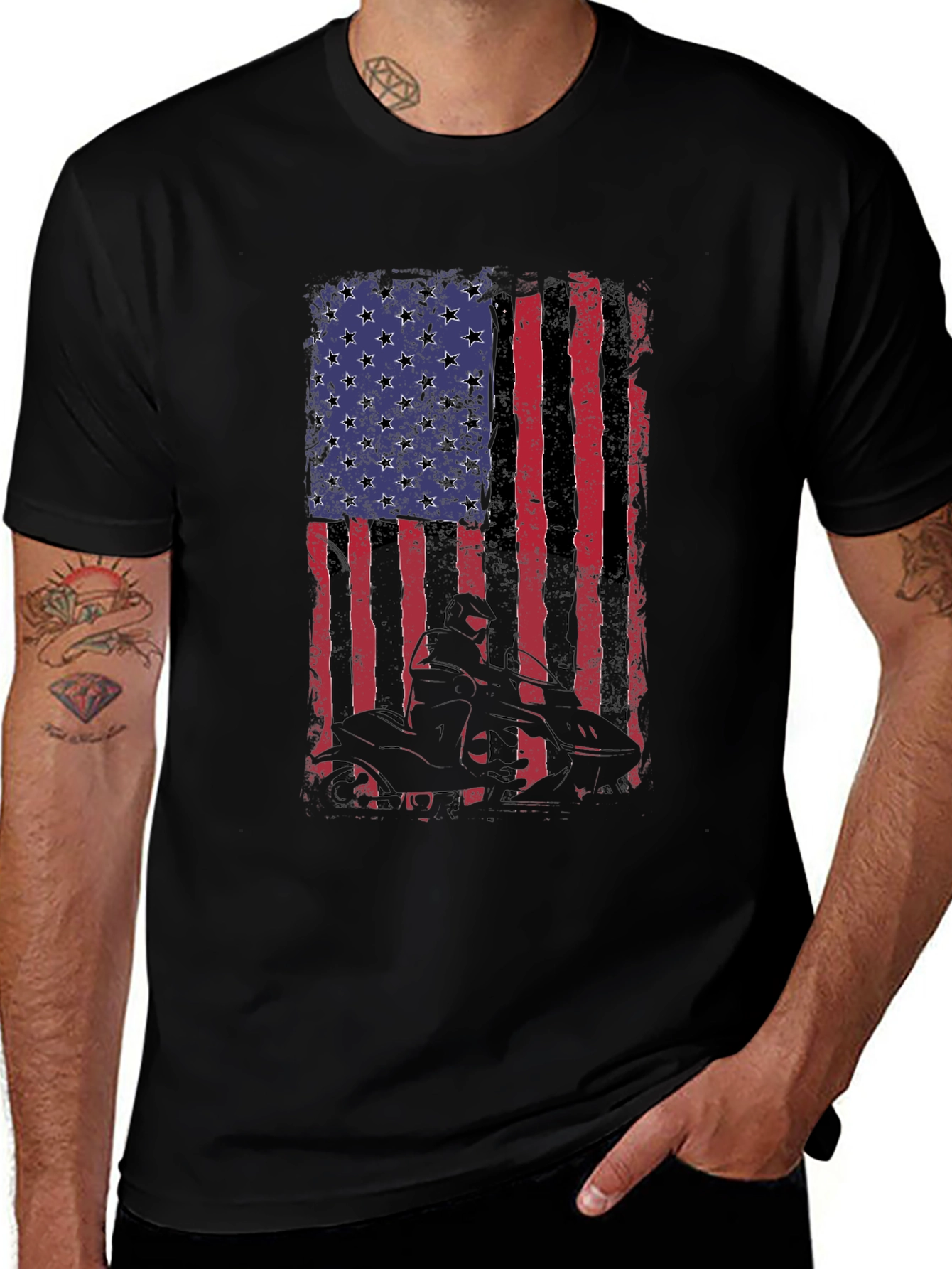 American Flag ATV Rider Graphic Tee