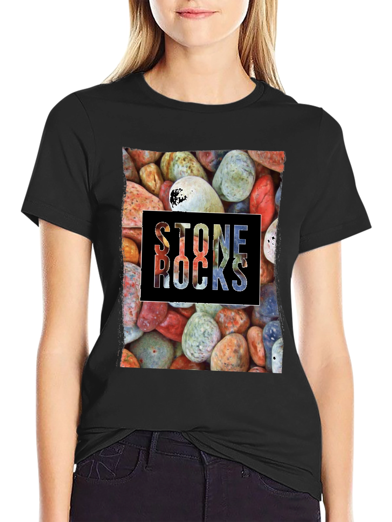 Stone Rocks Graphic T-Shirt - Black