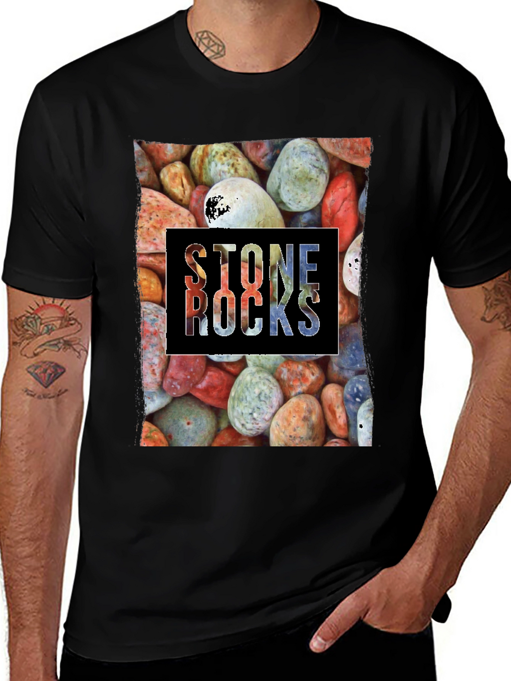 Stone Rocks Graphic T-Shirt - Black