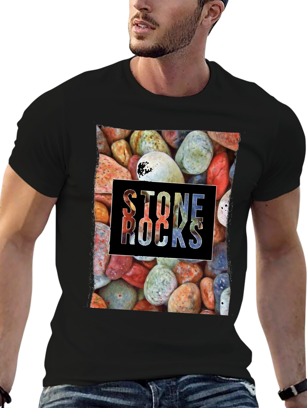 Stone Rocks Graphic T-Shirt - Black