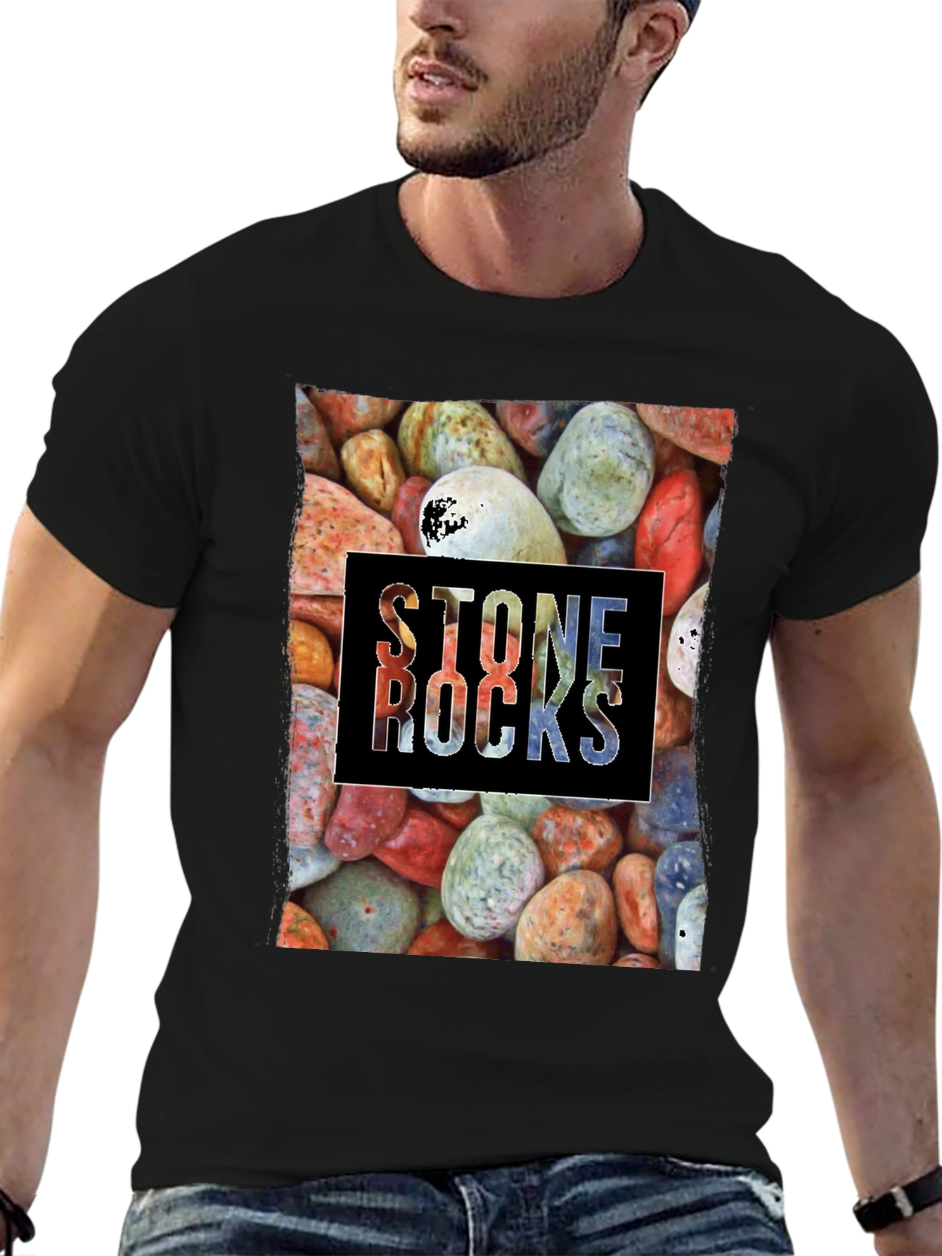 Stone Rocks Graphic T-Shirt - Black