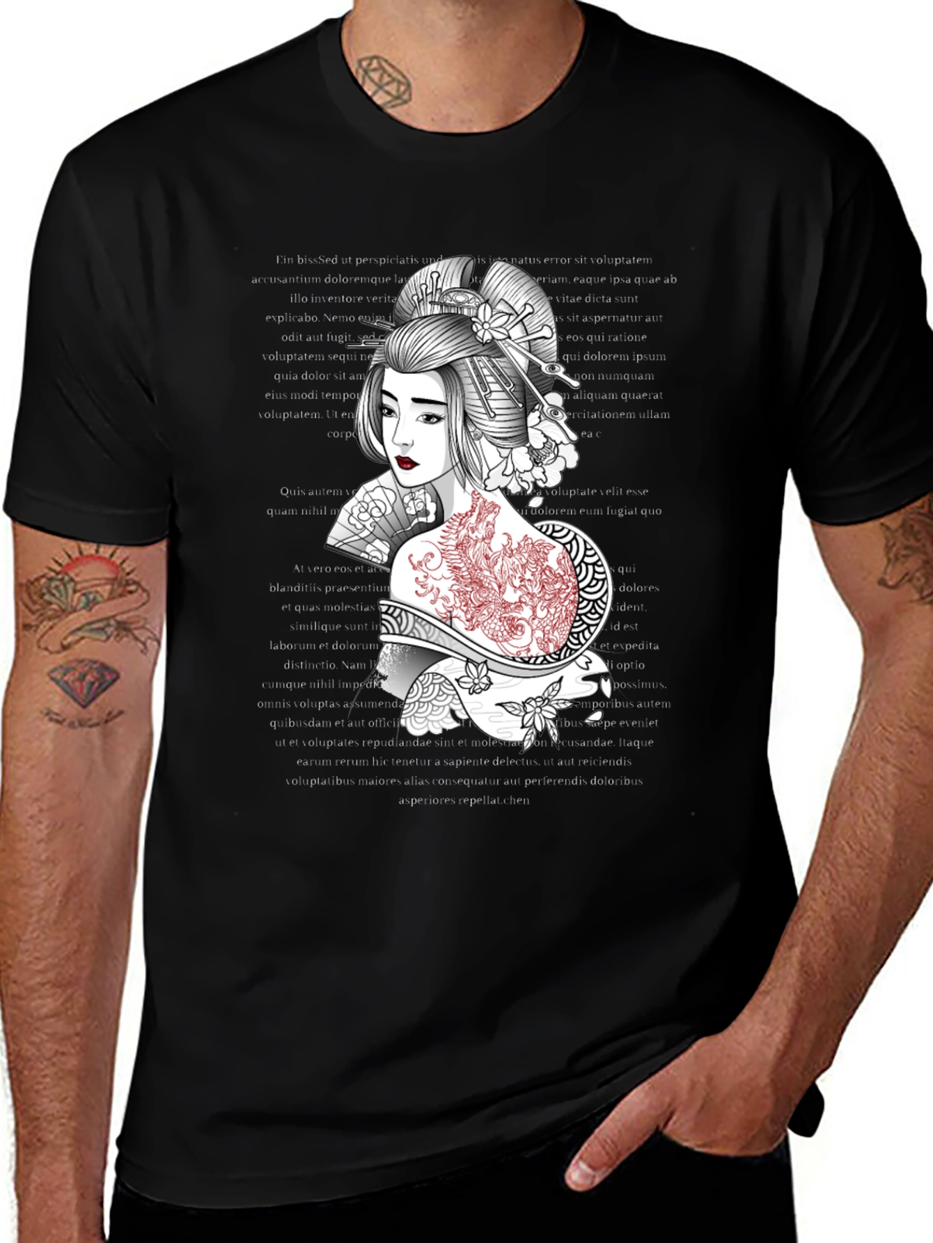 Geisha Graphic Tee: Artistic Style Comfortable Fit