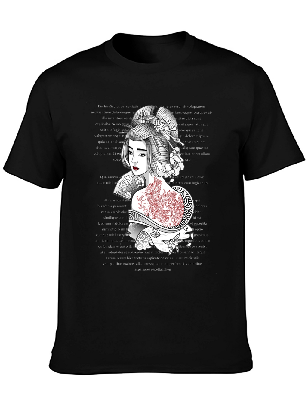 Geisha Graphic Tee: Artistic Style Comfortable Fit