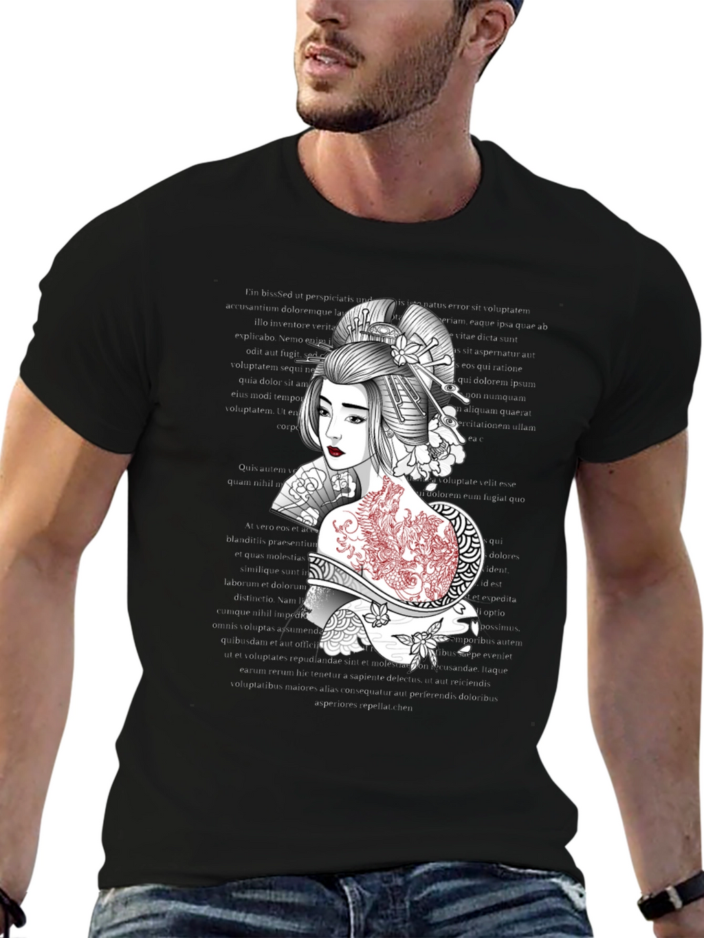 Geisha Graphic Tee: Artistic Style Comfortable Fit