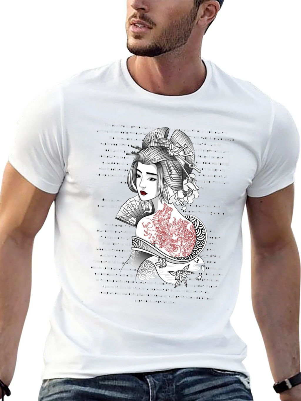 Geisha Graphic Tee: Artistic Style Comfortable Fit