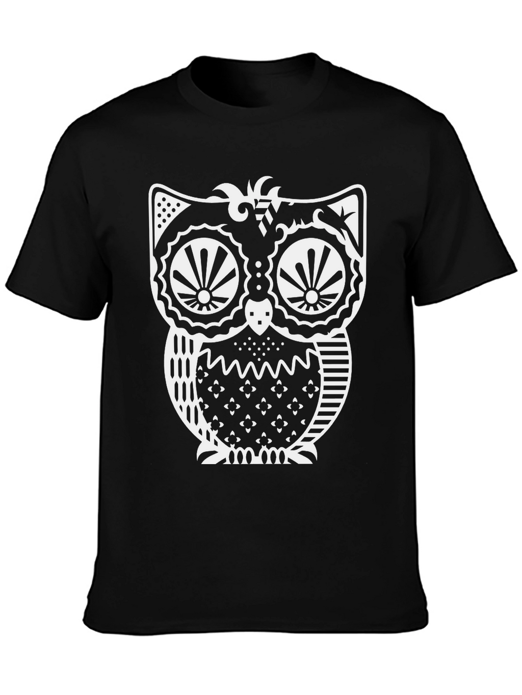 Stylish Owl Graphic Print Black T-Shirt