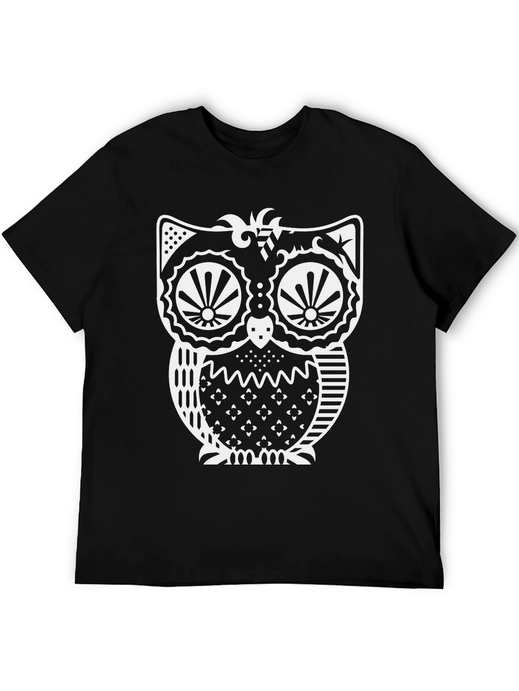 Stylish Owl Graphic Print Black T-Shirt