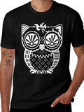 Stylish Owl Graphic Print Black T-Shirt