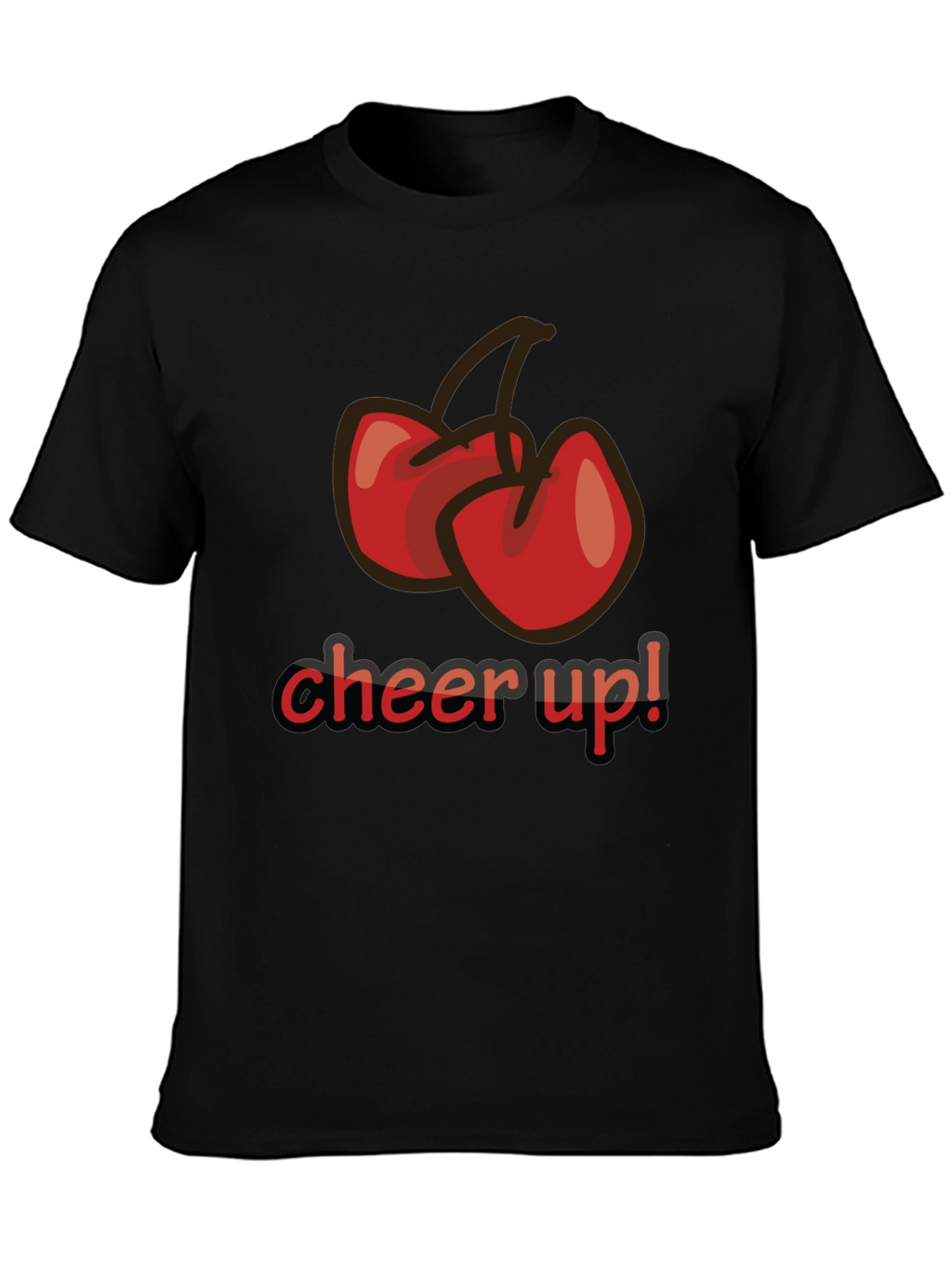 Cheer Up! Cherry Graphic Black T-Shirt