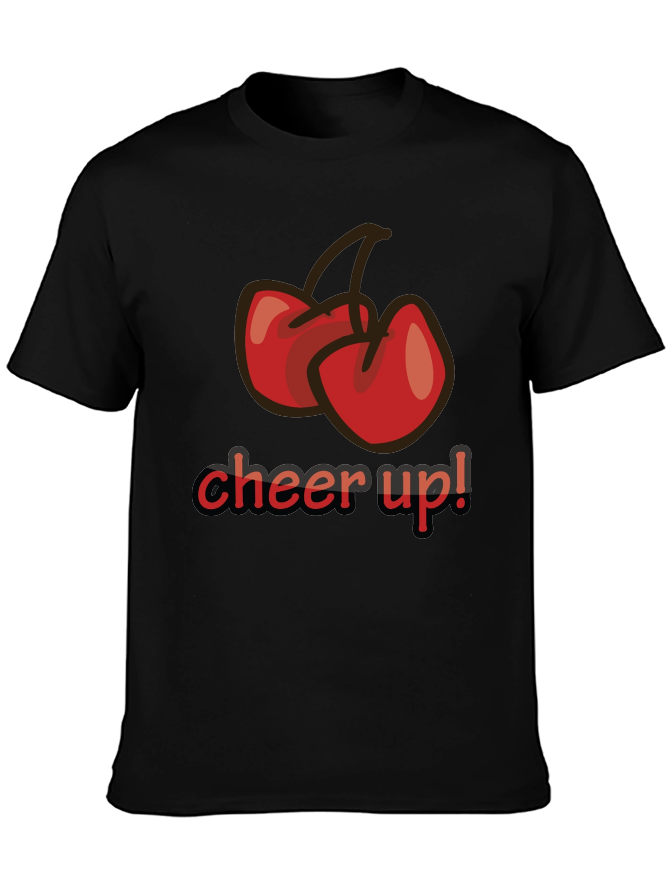 Cheer Up! Cherry Graphic Black T-Shirt