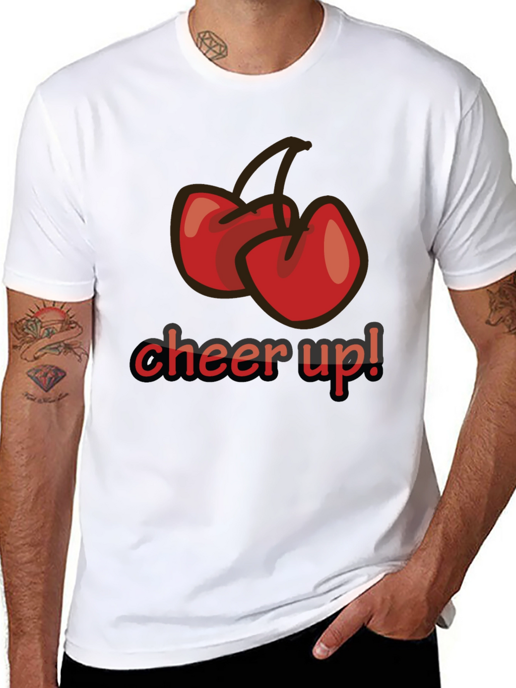 Cheer Up! Cherry Graphic Black T-Shirt
