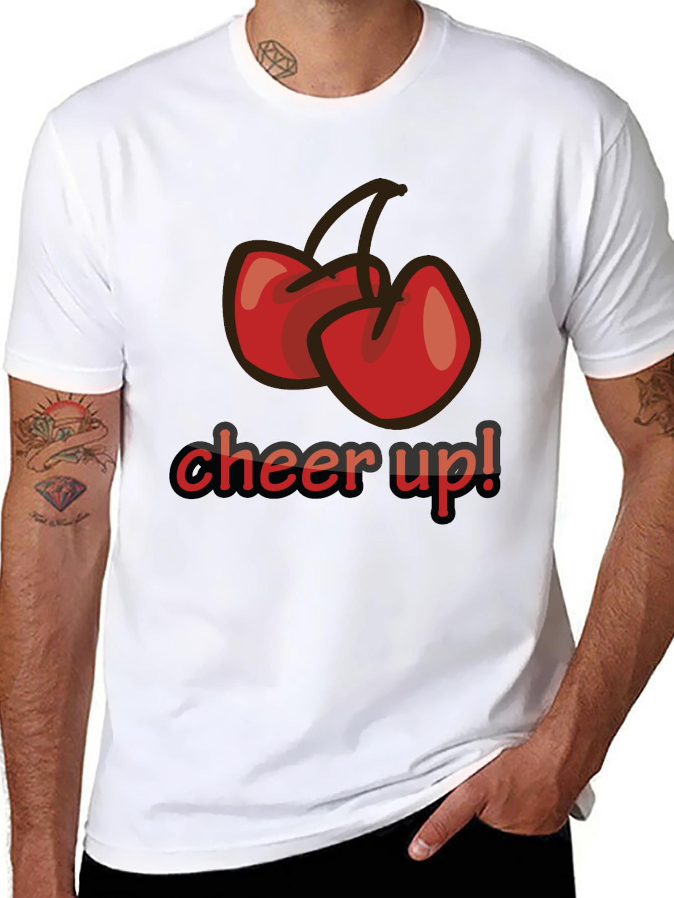 Cheer Up! Cherry Graphic Black T-Shirt