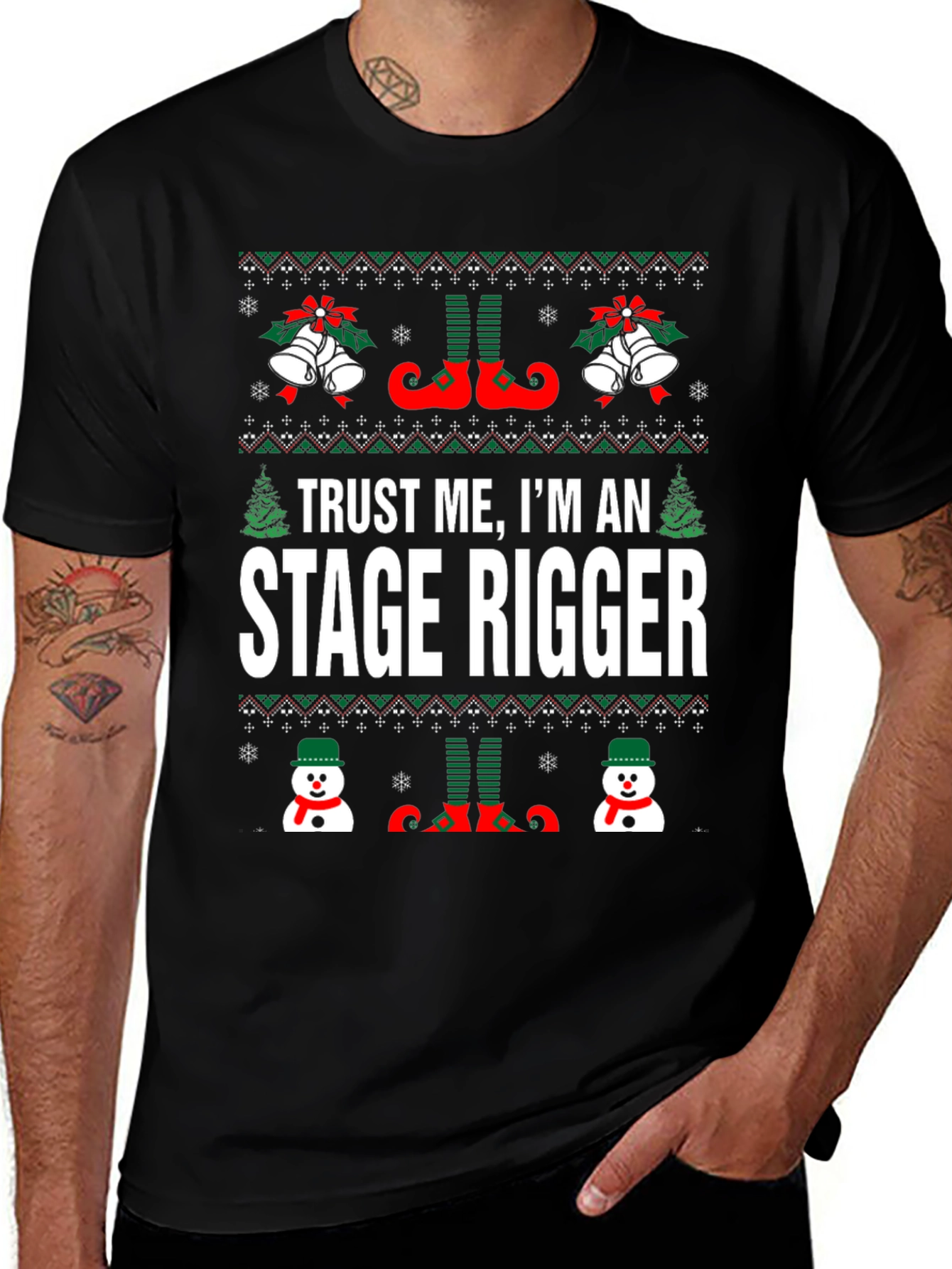 Funny Stage Rigger Christmas Graphic Tee
