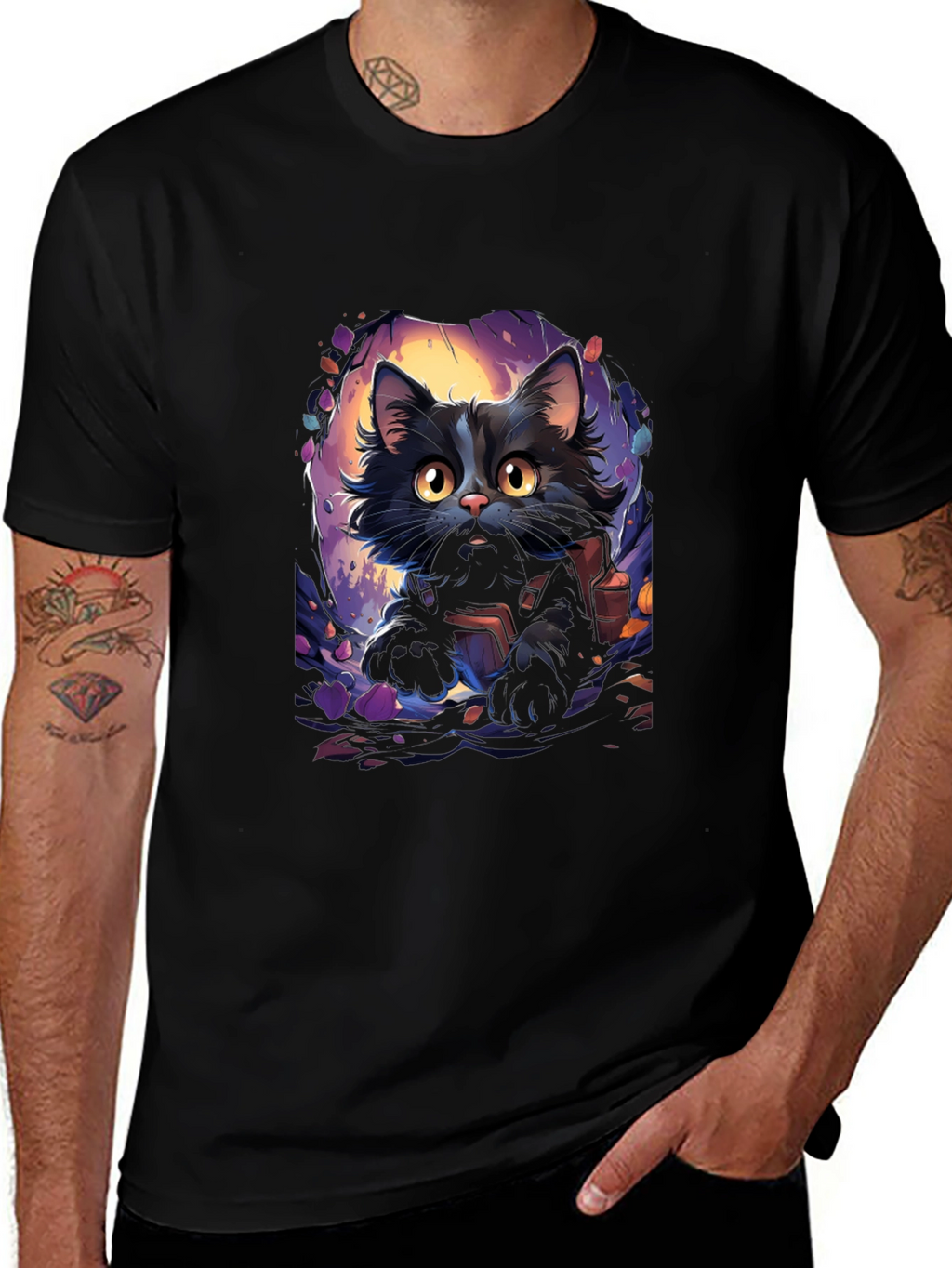 Black Cat Graphic Tee - Halloween Edition