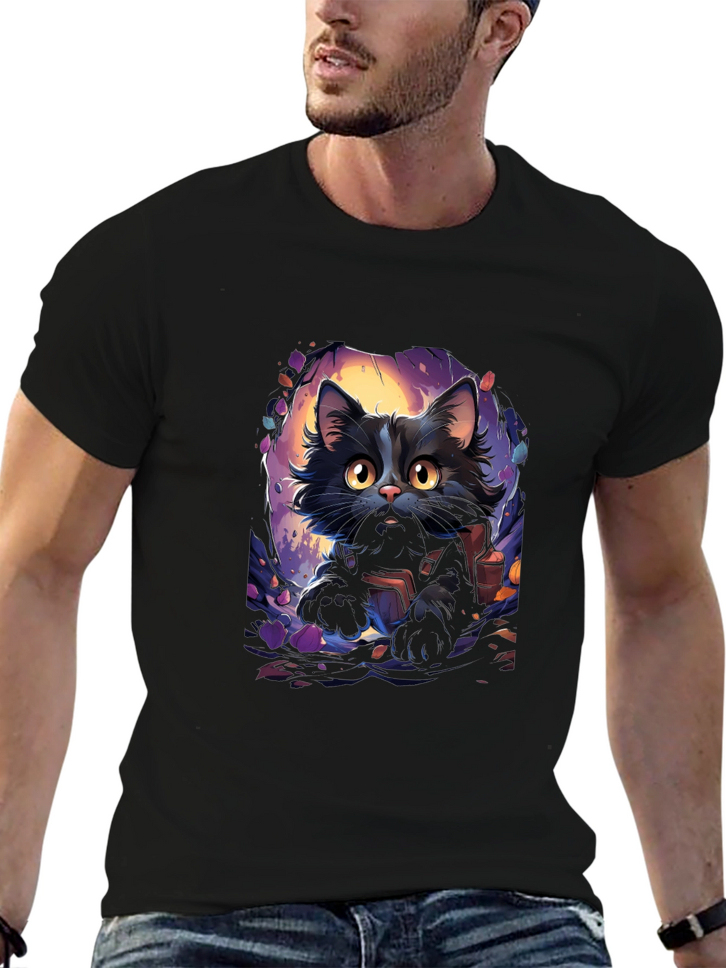 Black Cat Graphic Tee - Halloween Edition