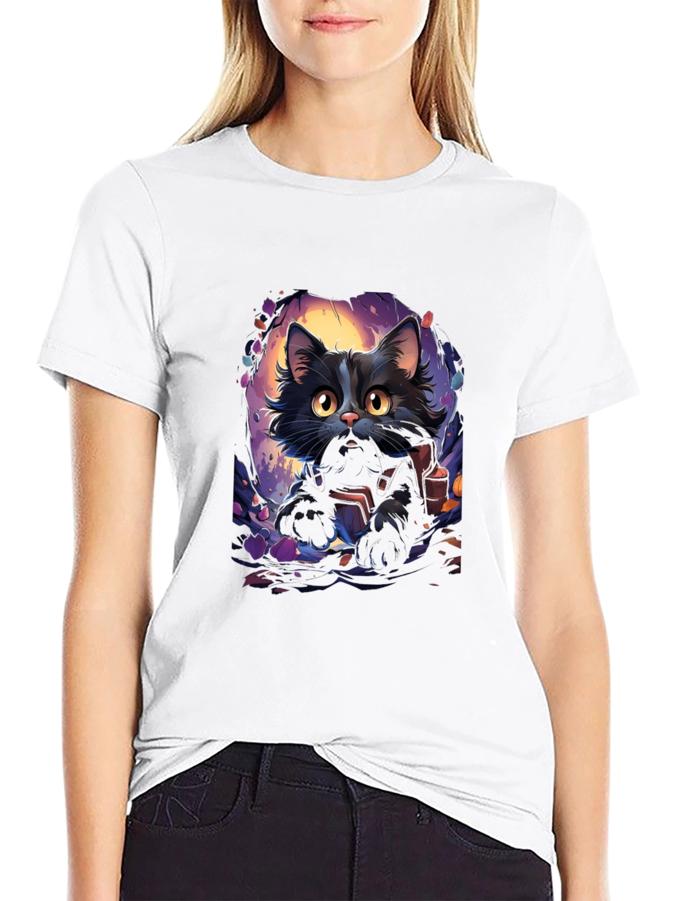 Black Cat Graphic Tee - Halloween Edition