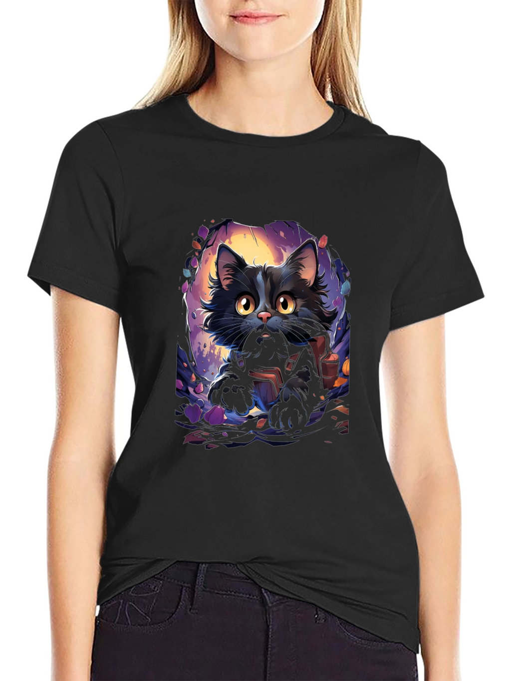 Black Cat Graphic Tee - Halloween Edition