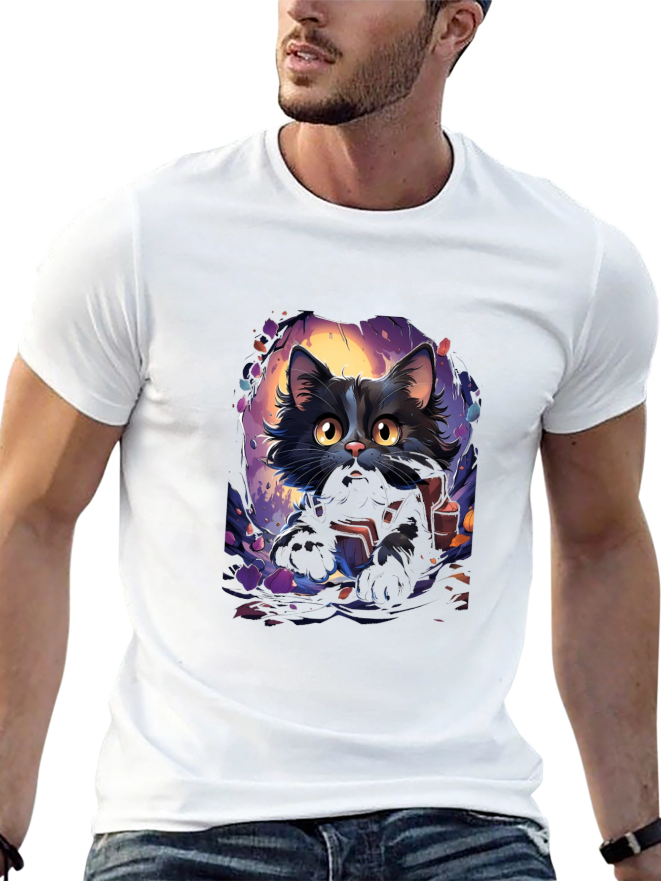 Black Cat Graphic Tee - Halloween Edition
