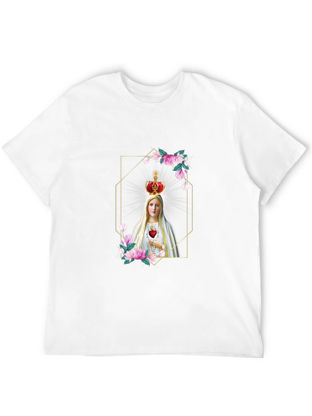 Virgin Mary Graphic Print Black T-Shirt