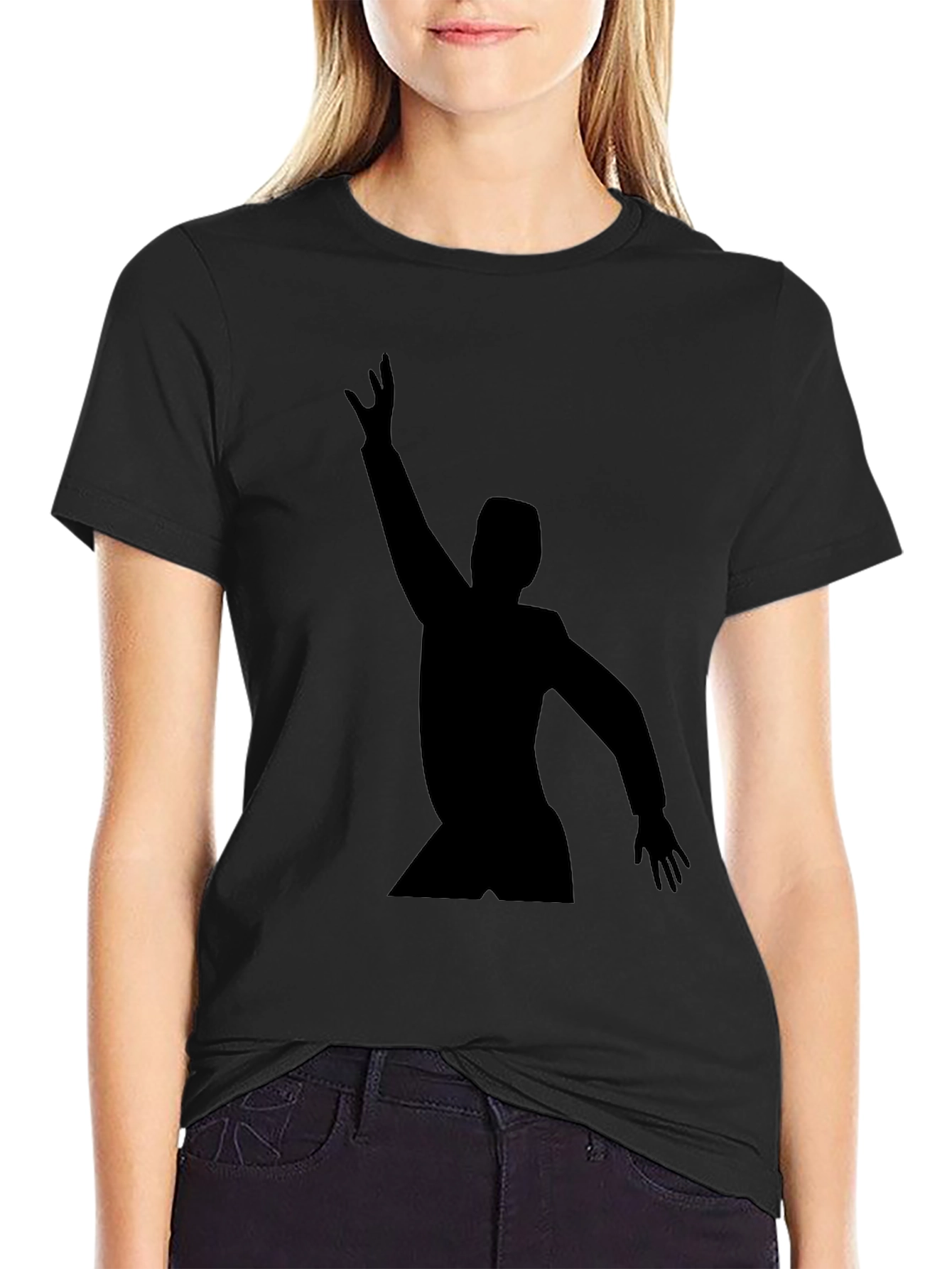 Mens Black T-Shirt with Silhouette Graphic