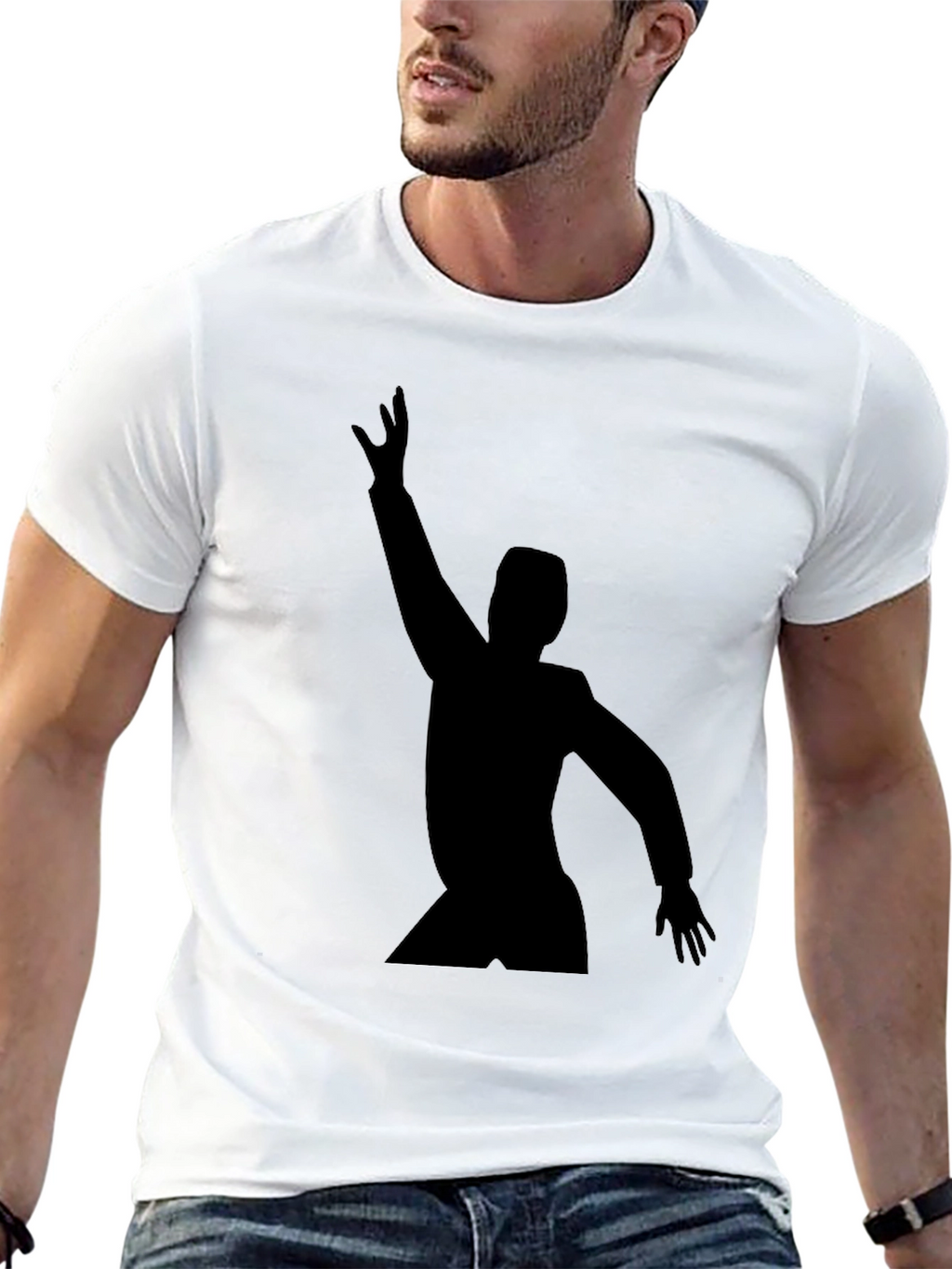 Mens Black T-Shirt with Silhouette Graphic