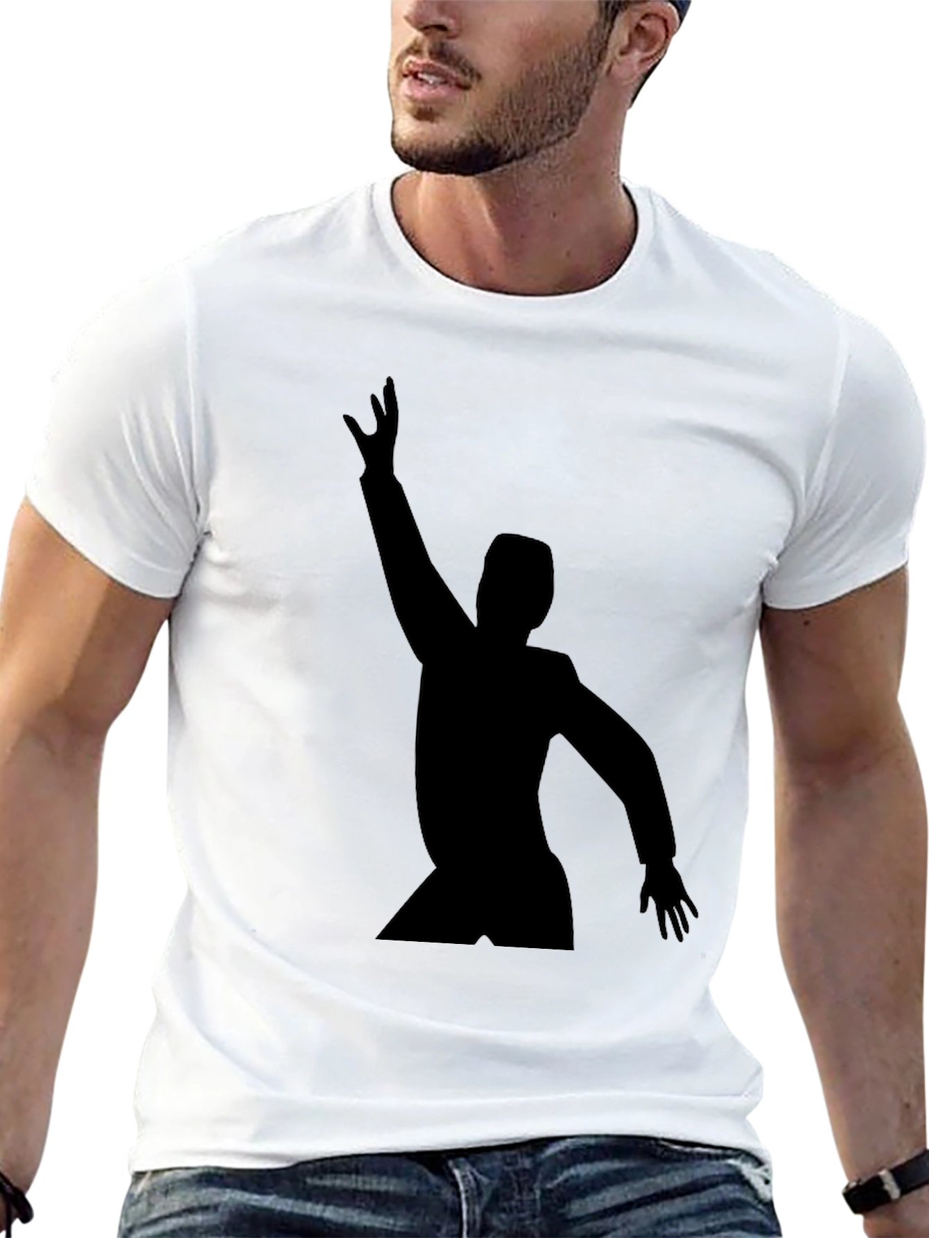 Mens Black T-Shirt with Silhouette Graphic