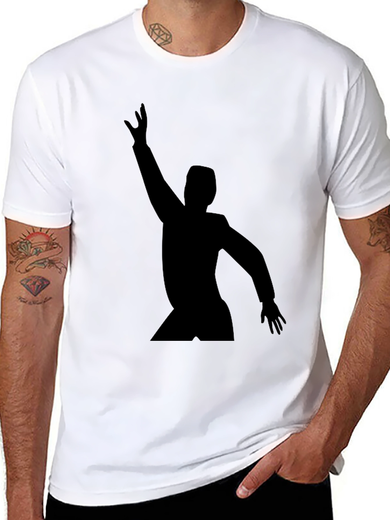 Mens Black T-Shirt with Silhouette Graphic