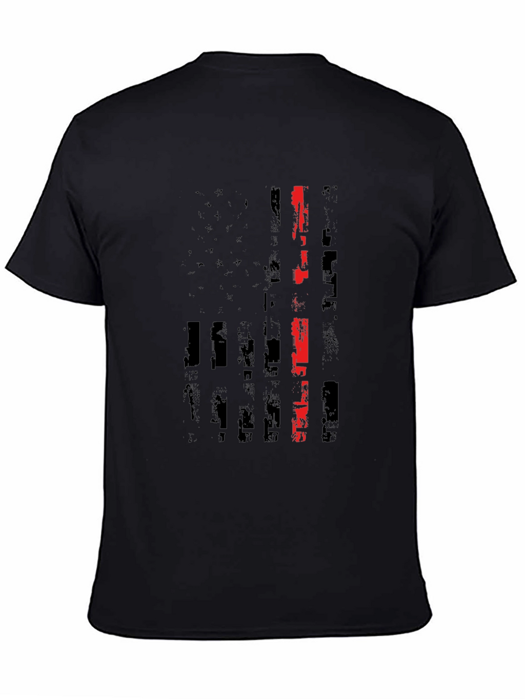 Thin Red Line American Flag Black T-Shirt