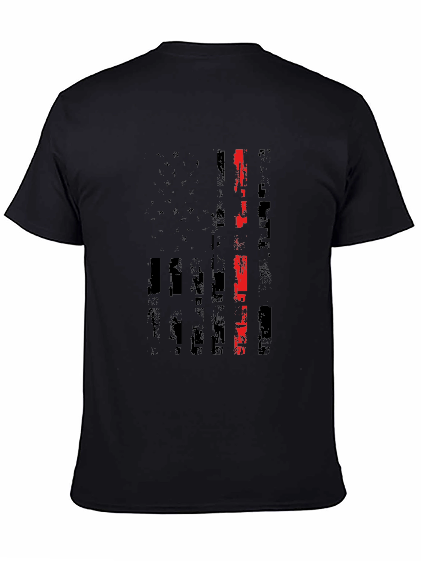 Thin Red Line American Flag Black T-Shirt
