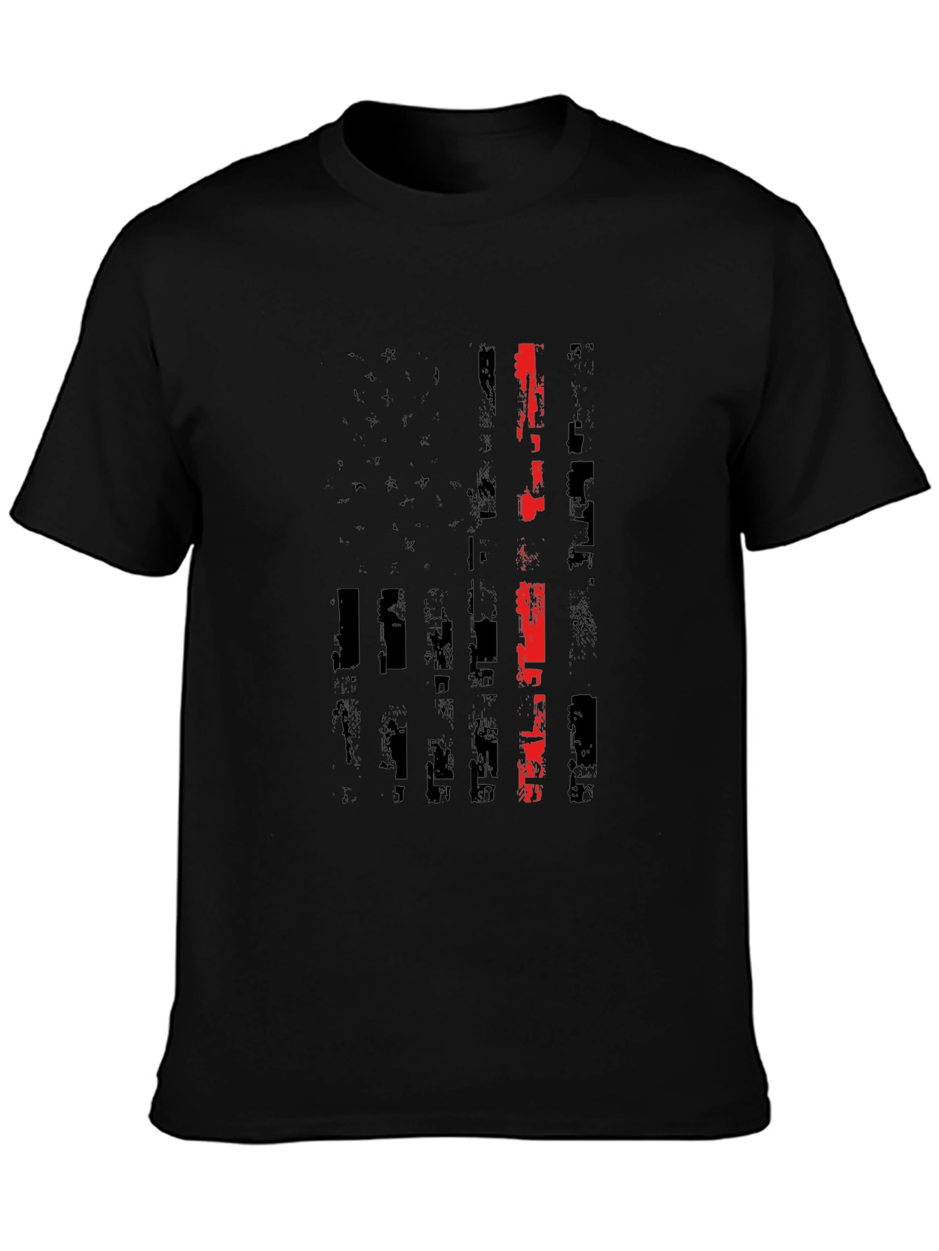 Thin Red Line American Flag Black T-Shirt
