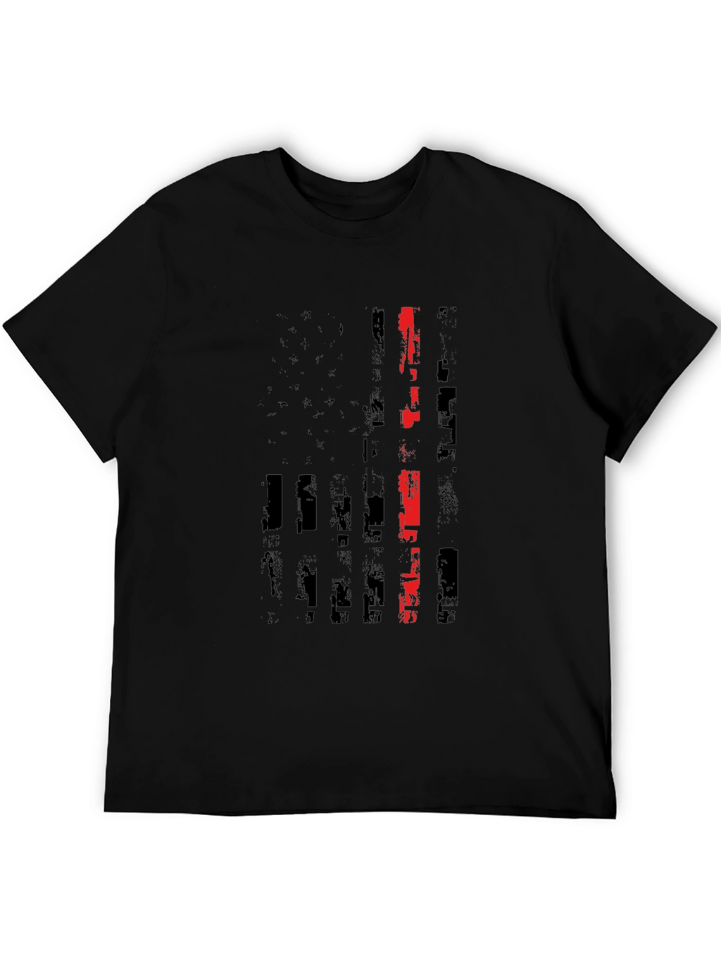 Thin Red Line American Flag Black T-Shirt