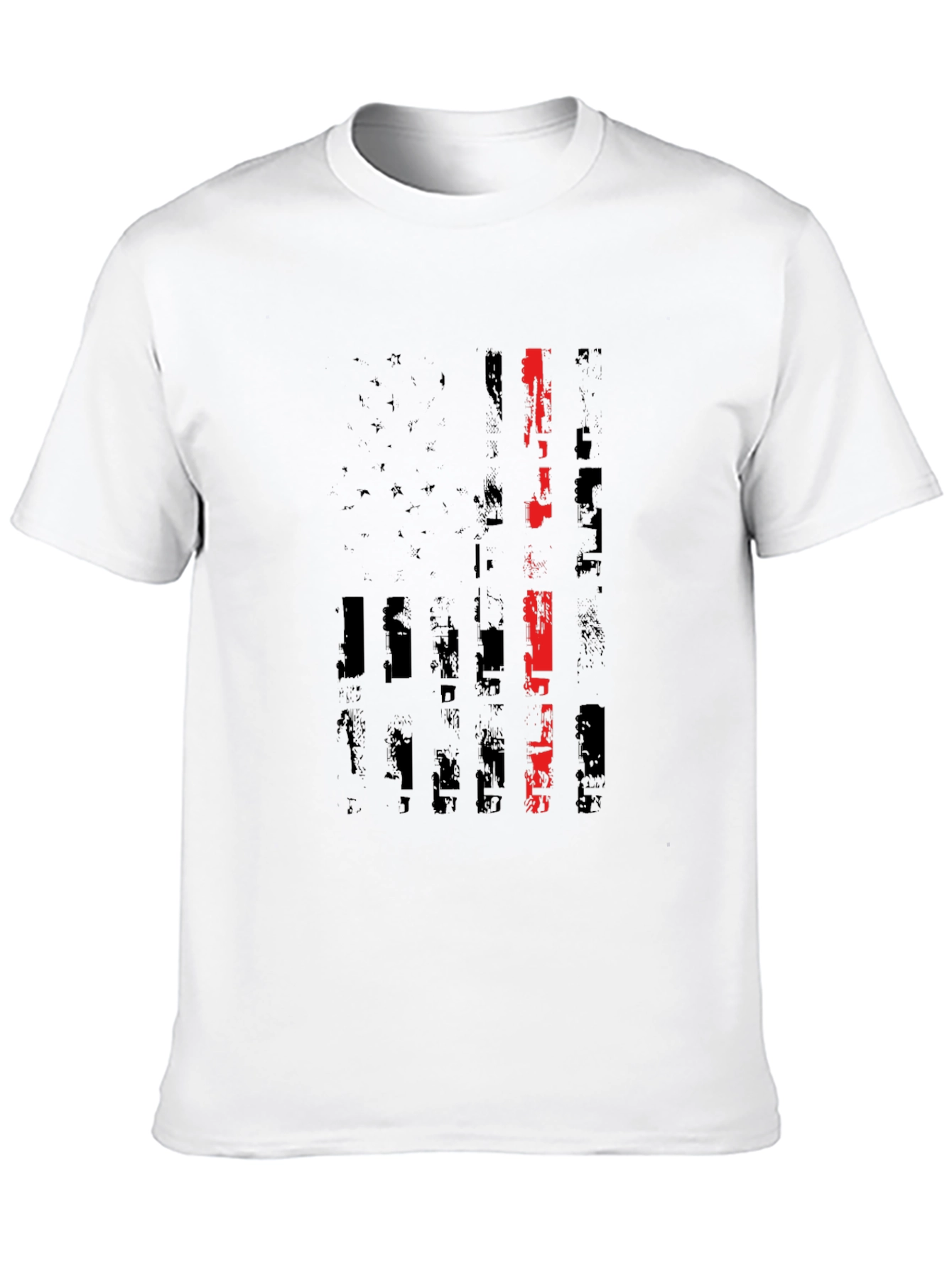Thin Red Line American Flag Black T-Shirt