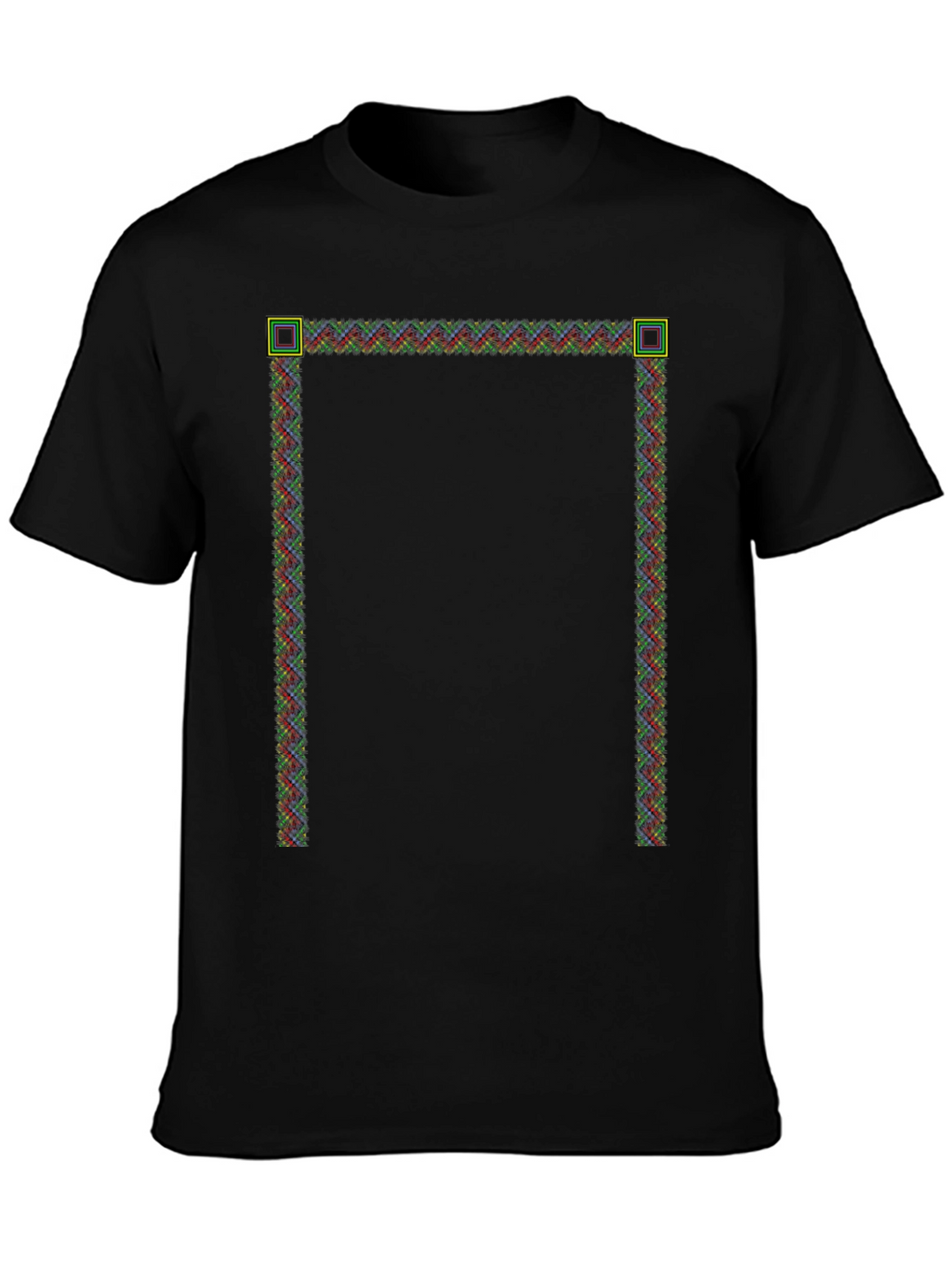 Modern Pixelated Border Black T-Shirt