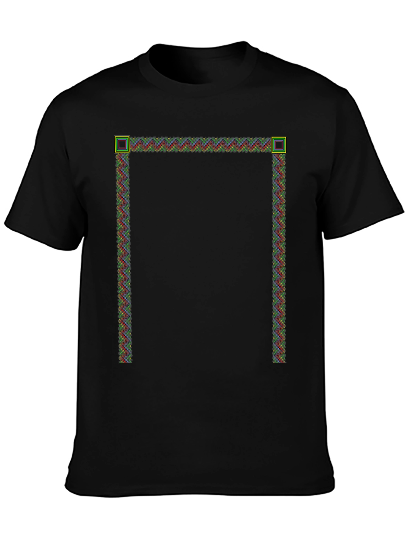 Modern Pixelated Border Black T-Shirt