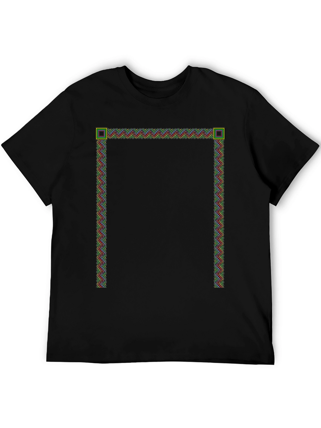 Modern Pixelated Border Black T-Shirt