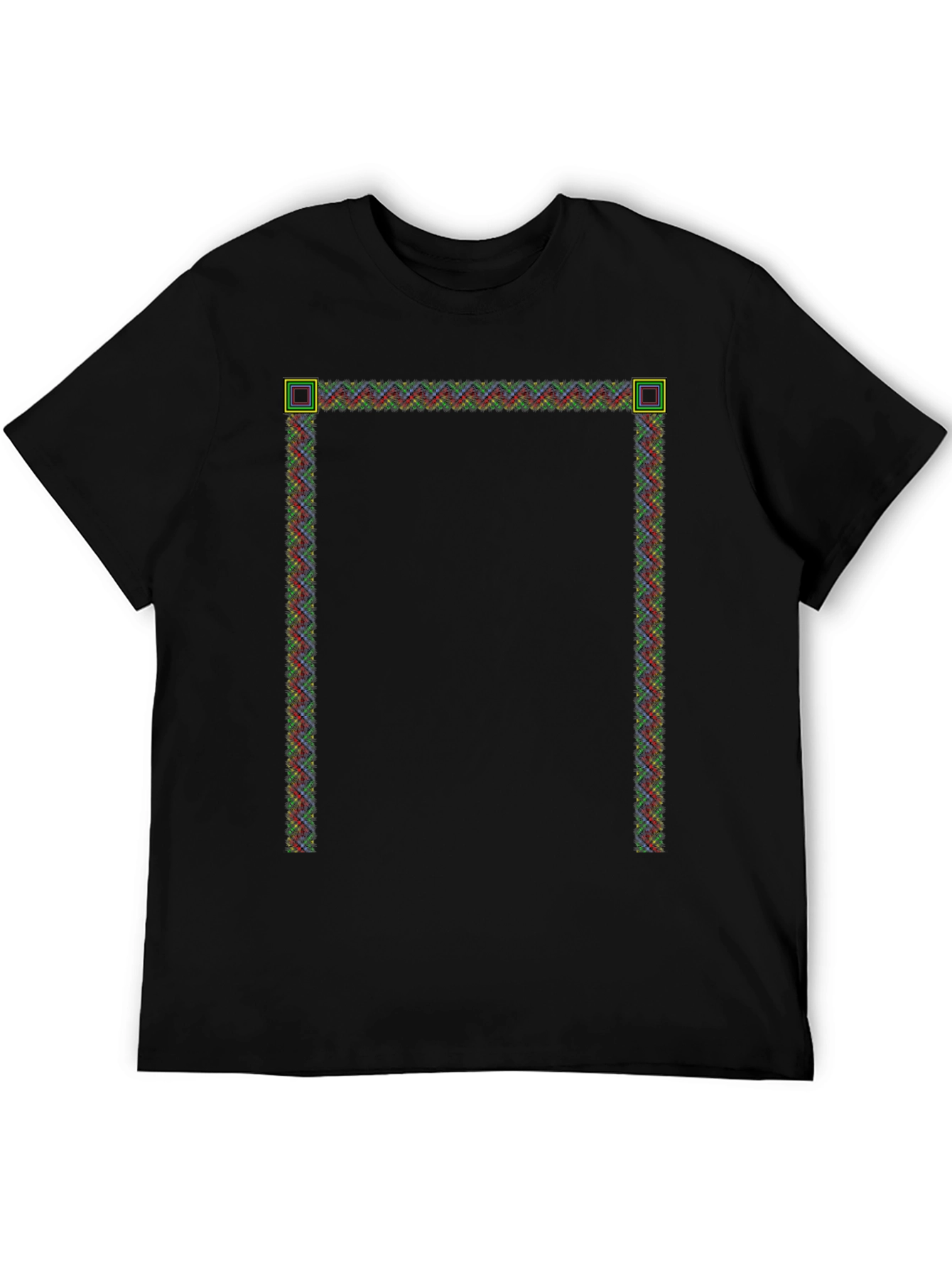 Modern Pixelated Border Black T-Shirt
