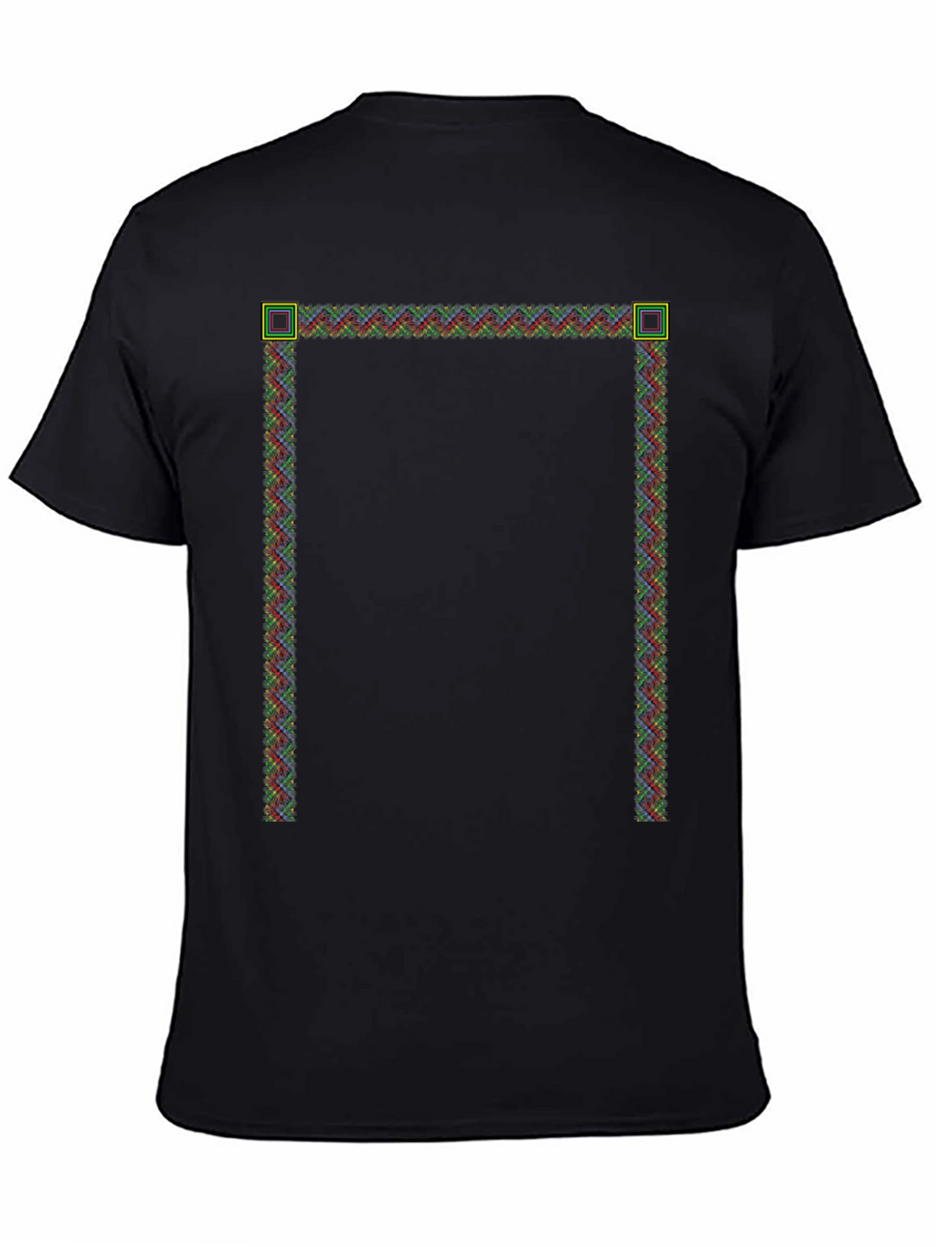 Modern Pixelated Border Black T-Shirt