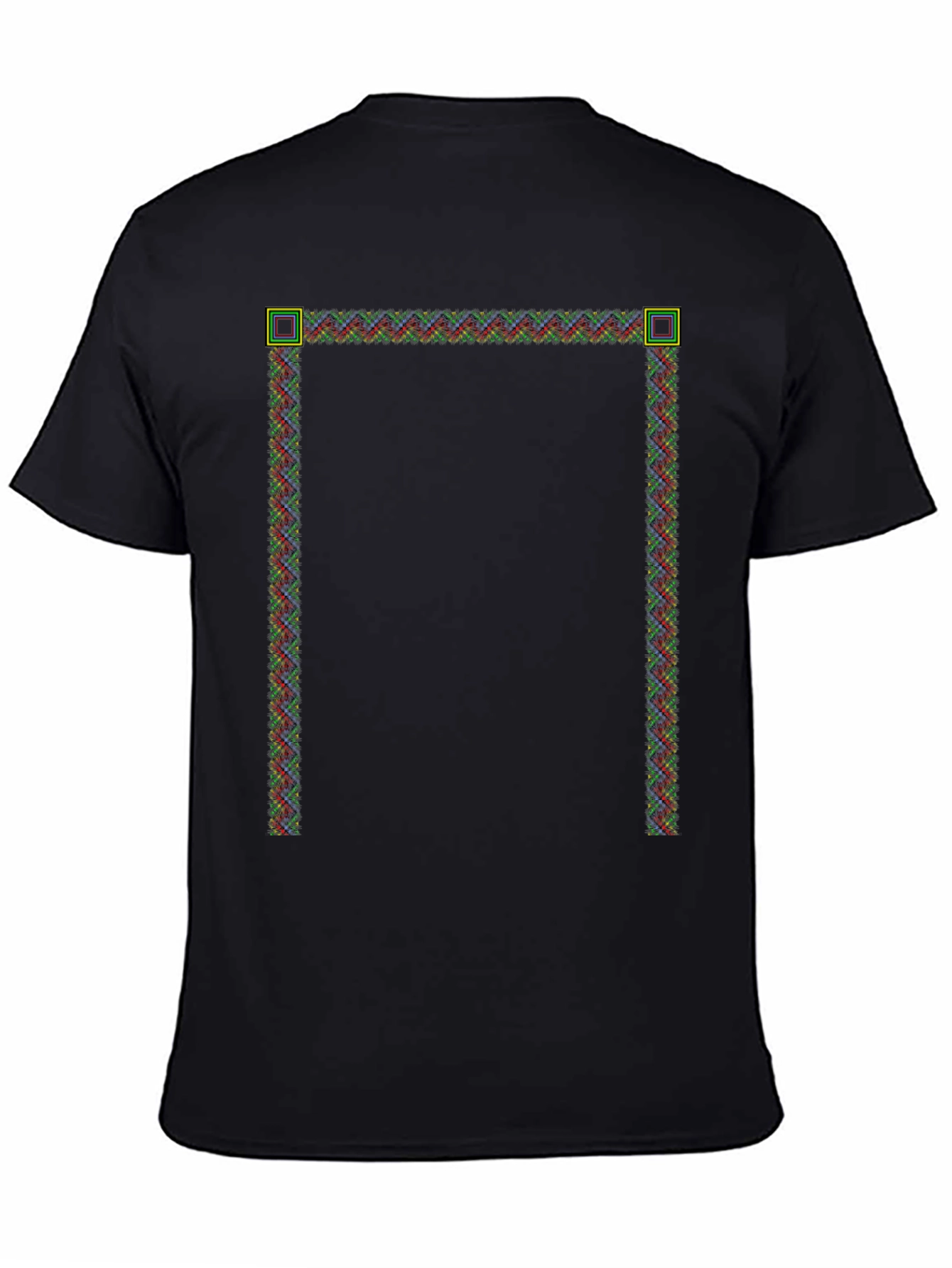 Modern Pixelated Border Black T-Shirt