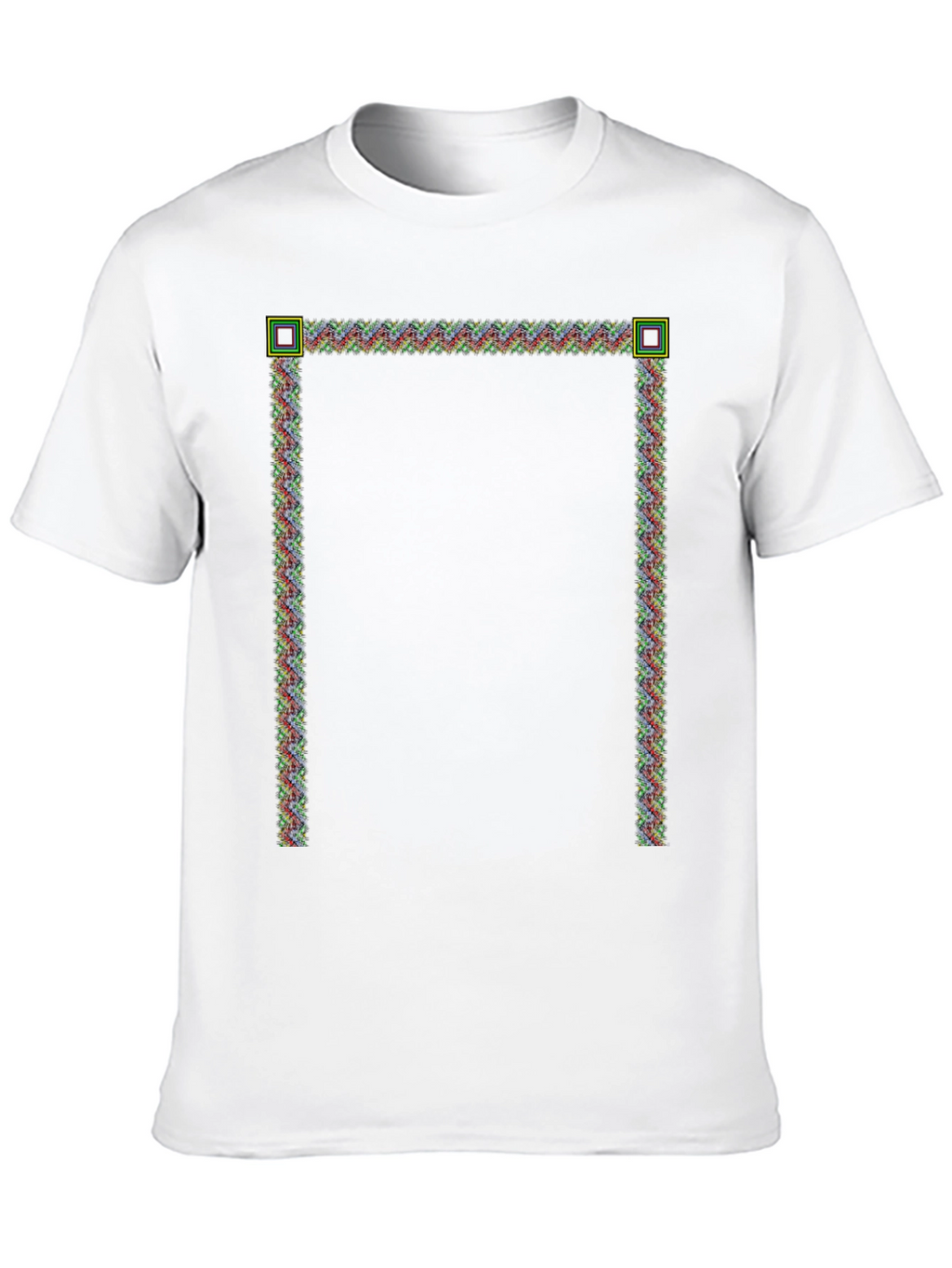 Modern Pixelated Border Black T-Shirt