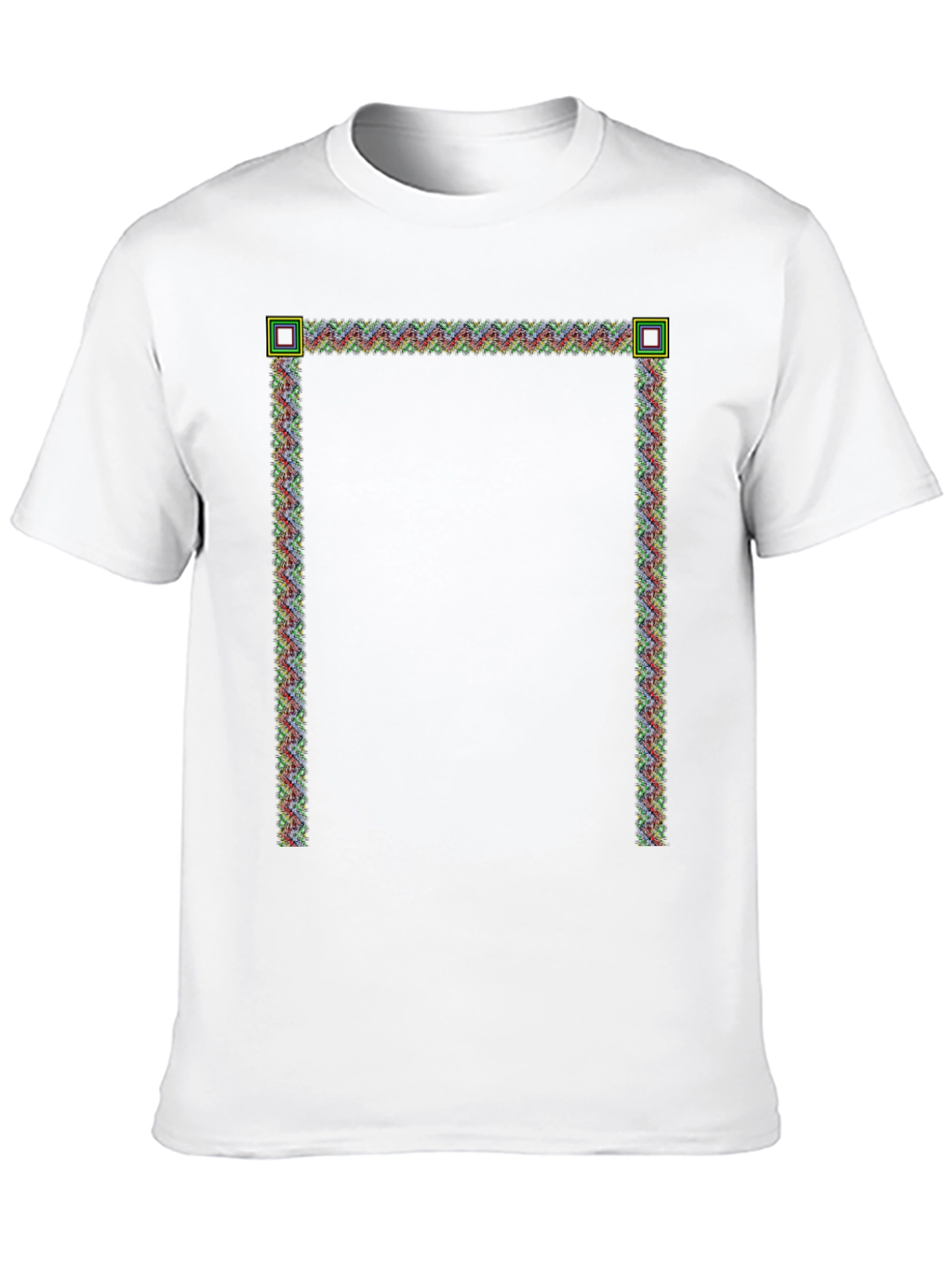 Modern Pixelated Border Black T-Shirt