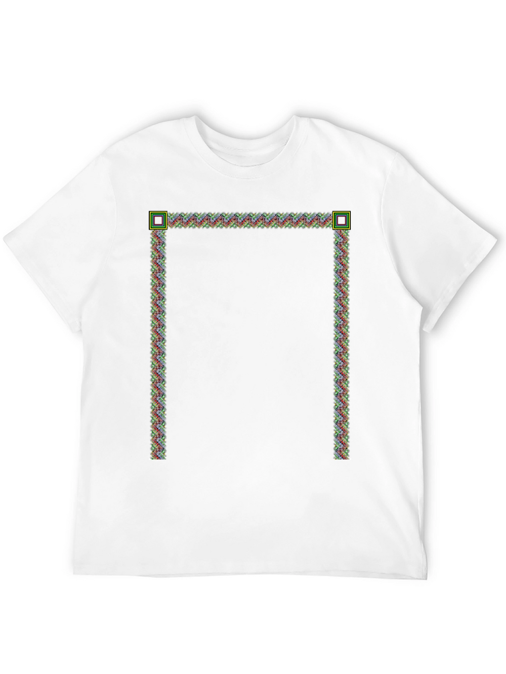 Modern Pixelated Border Black T-Shirt