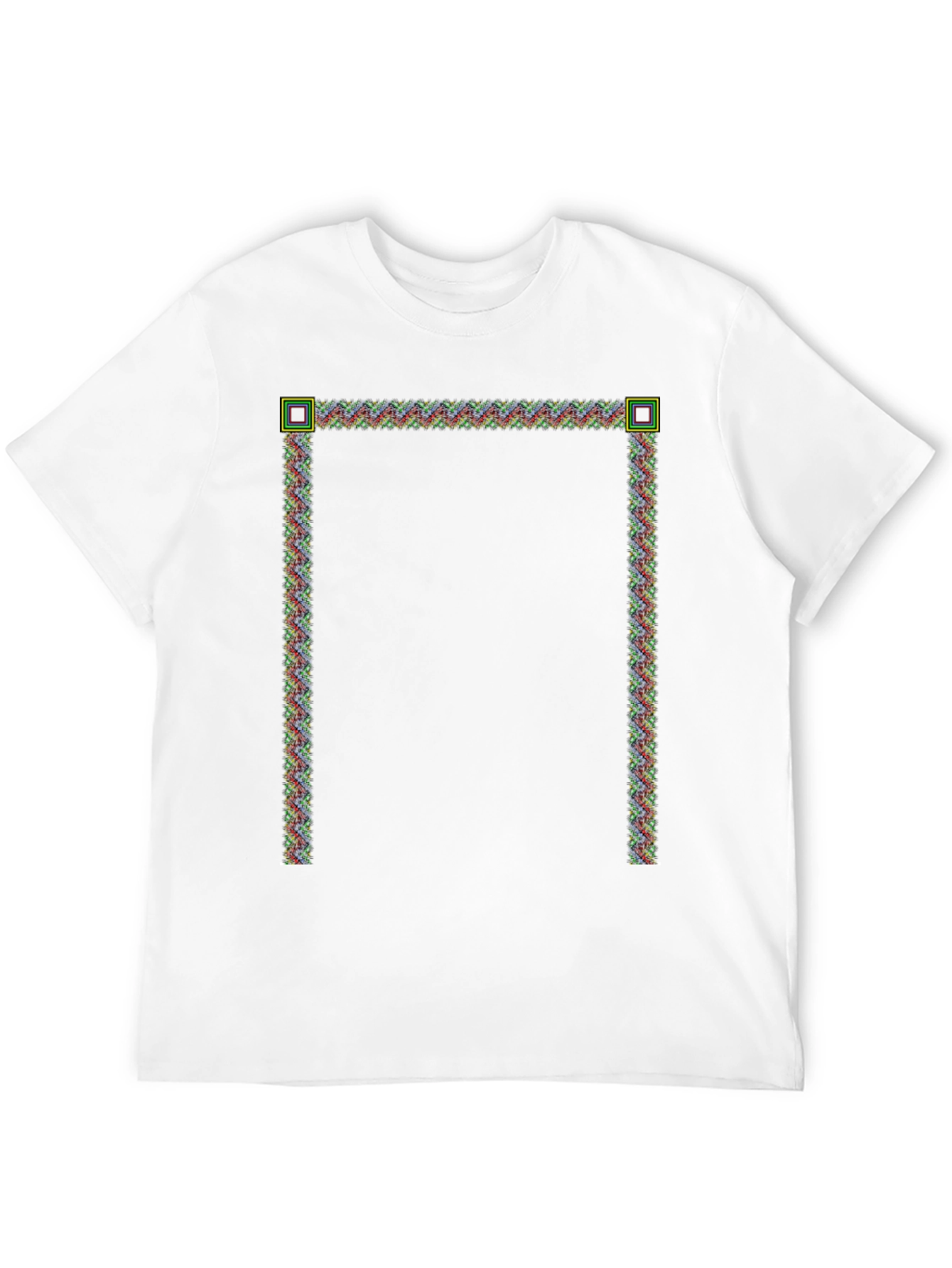 Modern Pixelated Border Black T-Shirt