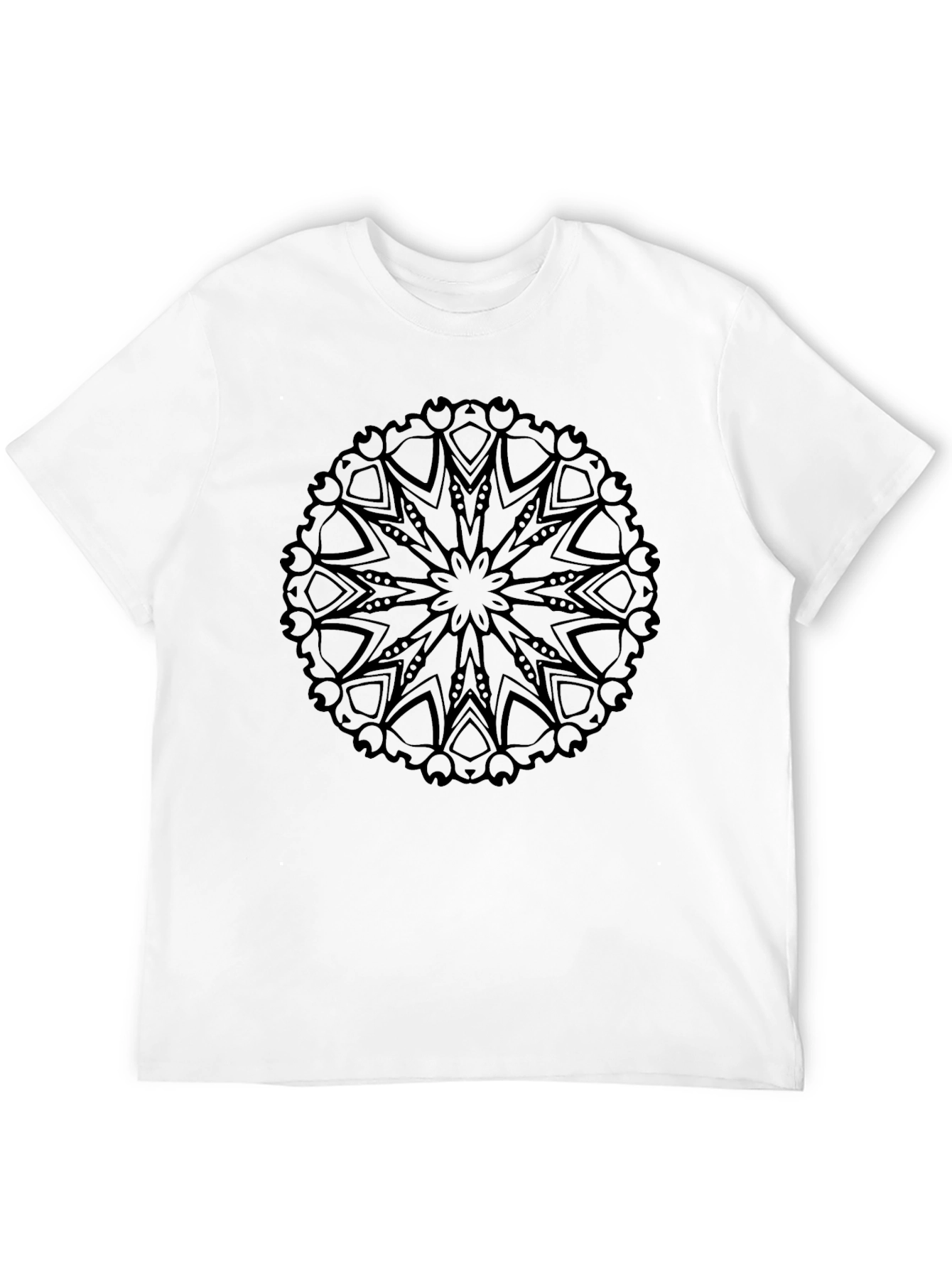 Abstract Mandala Graphic Tee - Black