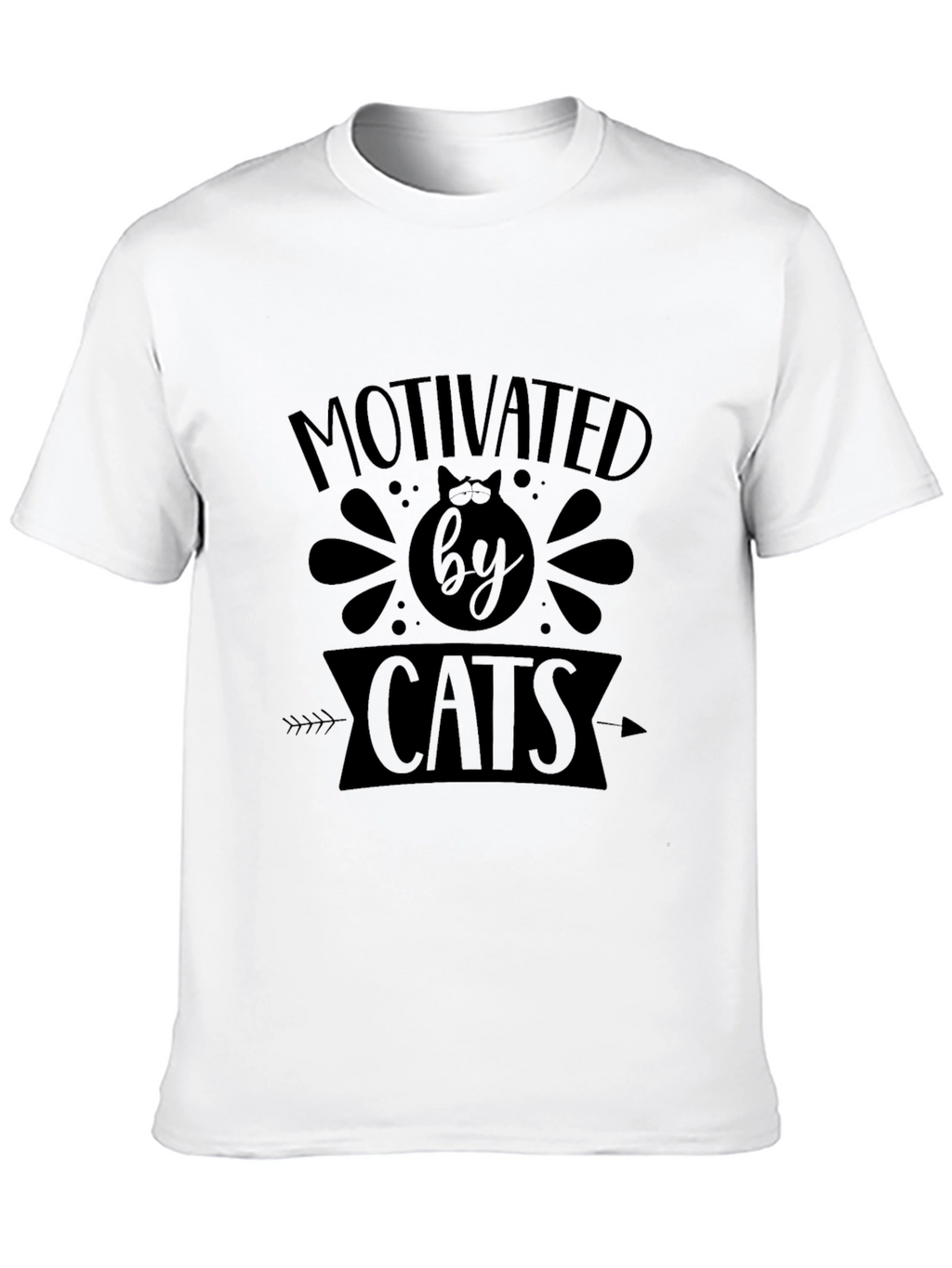 Motivated By Cats Black Graphic T-Shirt