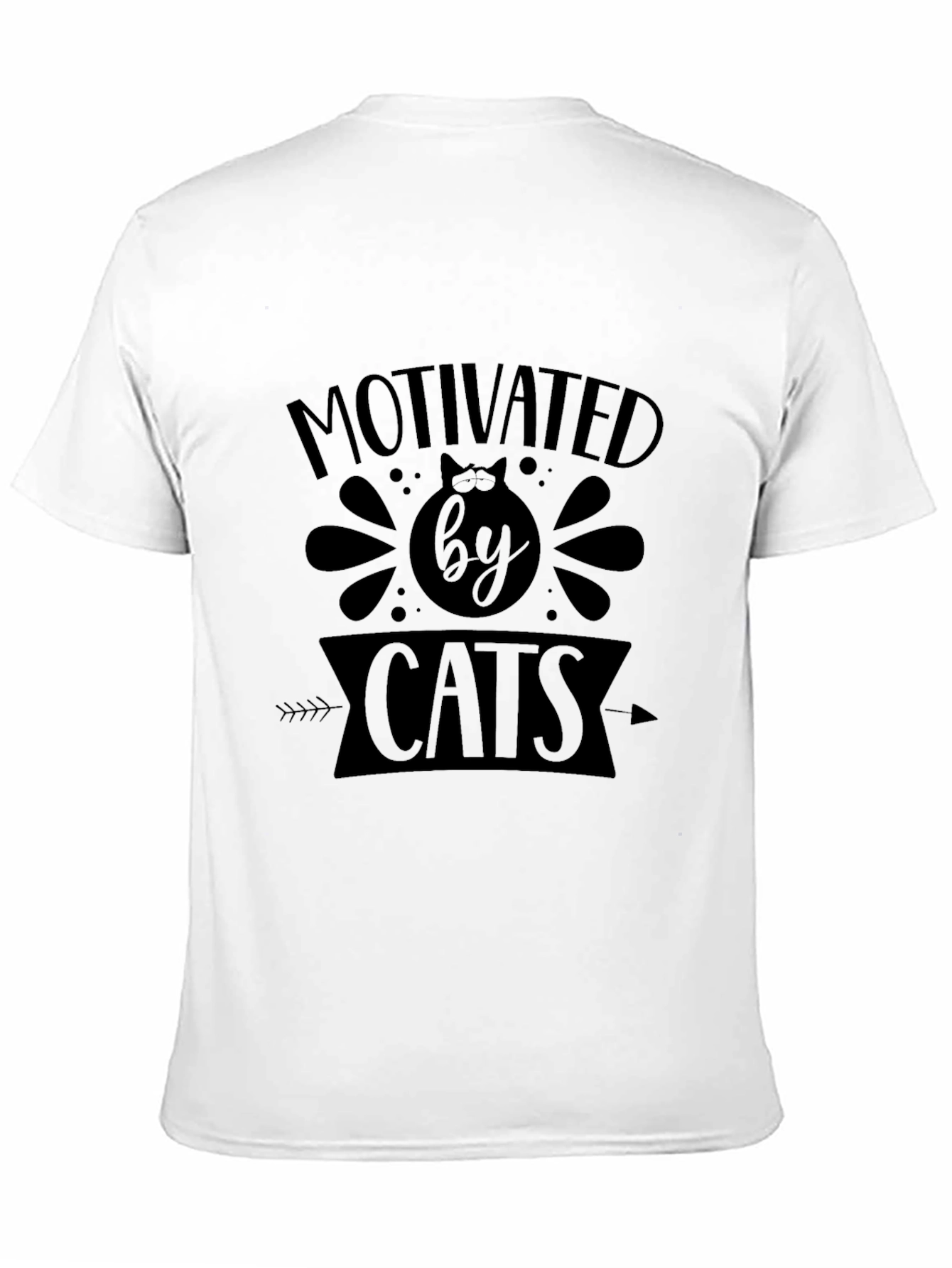 Motivated By Cats Black Graphic T-Shirt
