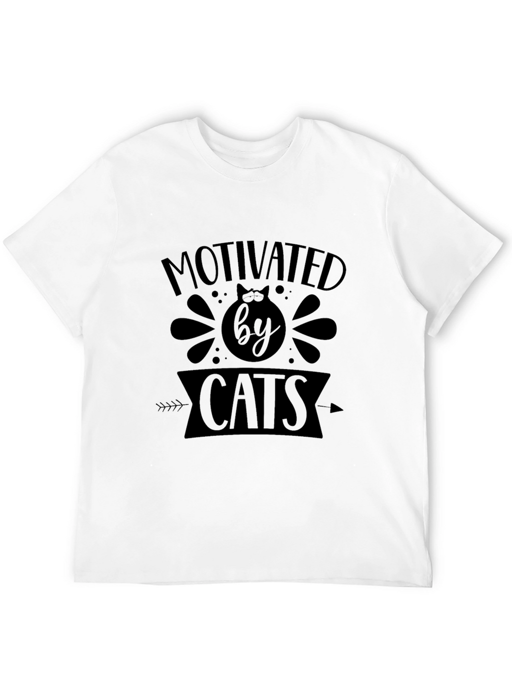 Motivated By Cats Black Graphic T-Shirt